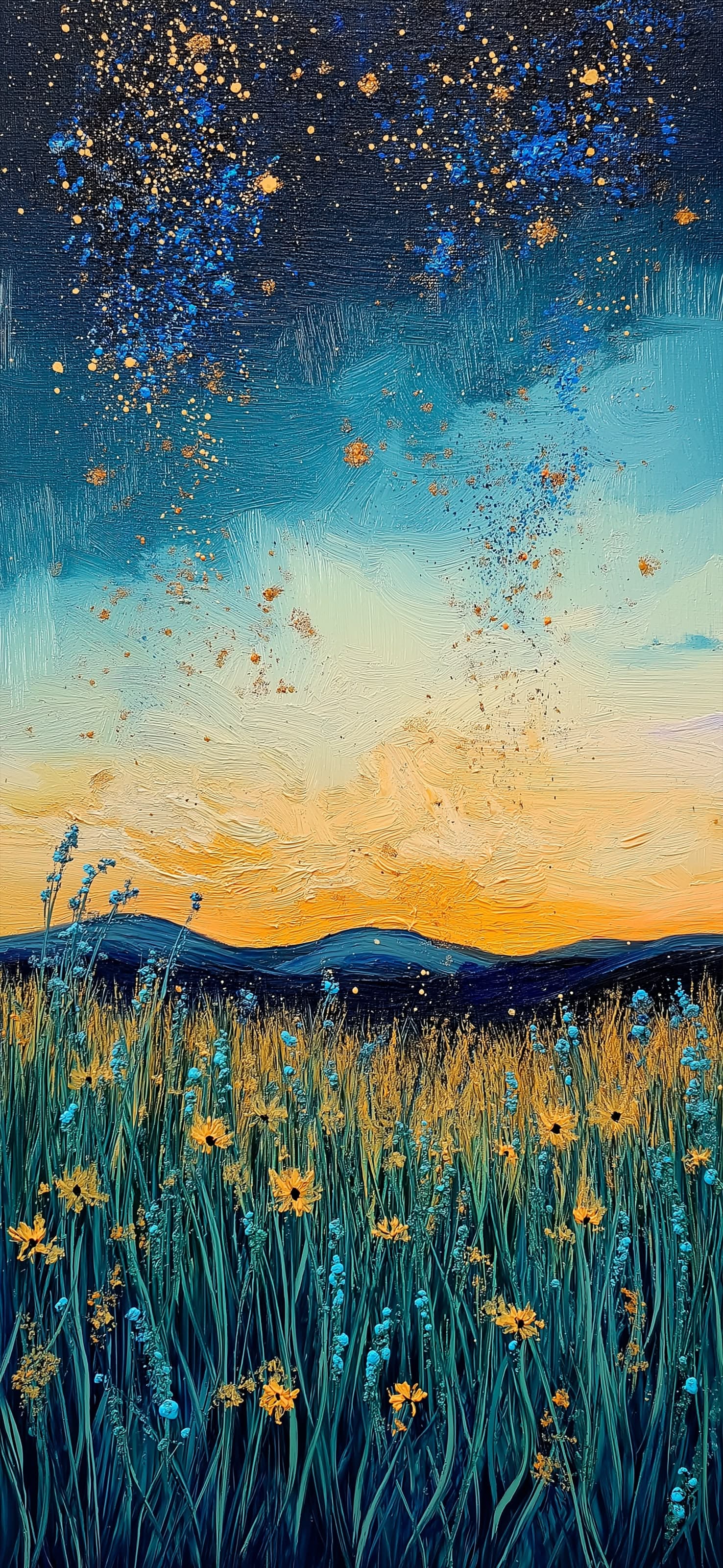Starry Meadow - free phone wallpaper
