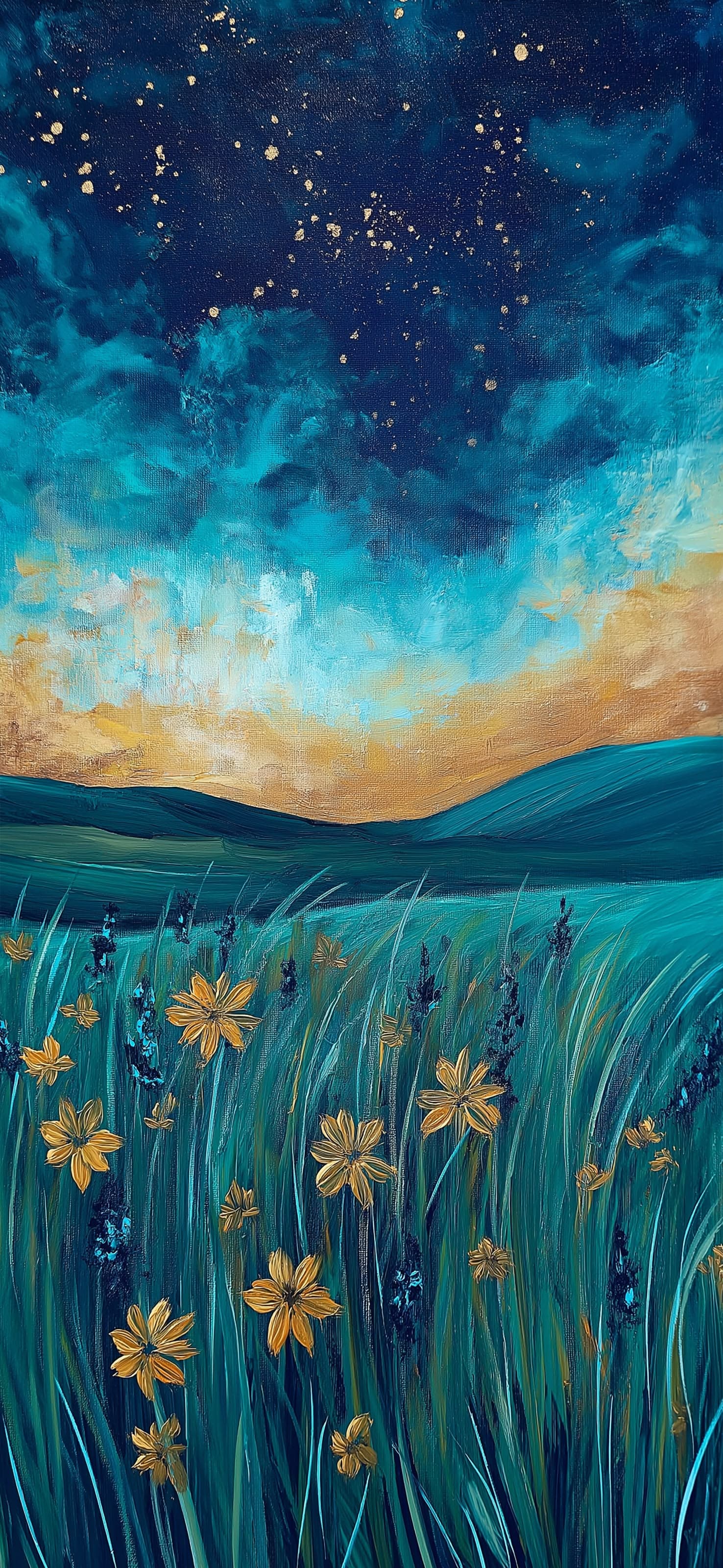 Floral Nightscape - free phone wallpaper