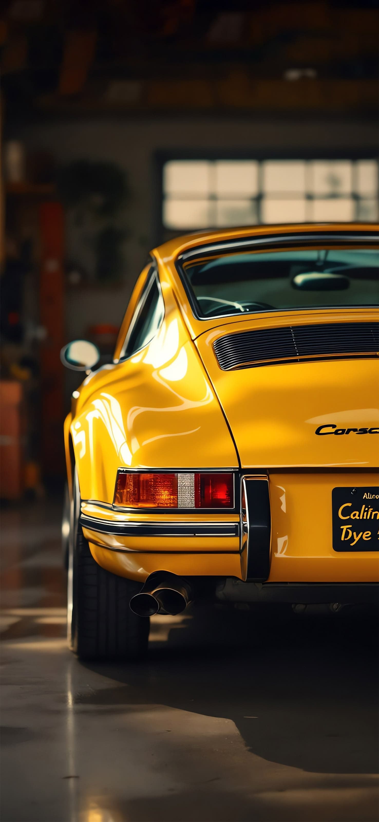 Classic Yellow Porsche - free phone wallpaper
