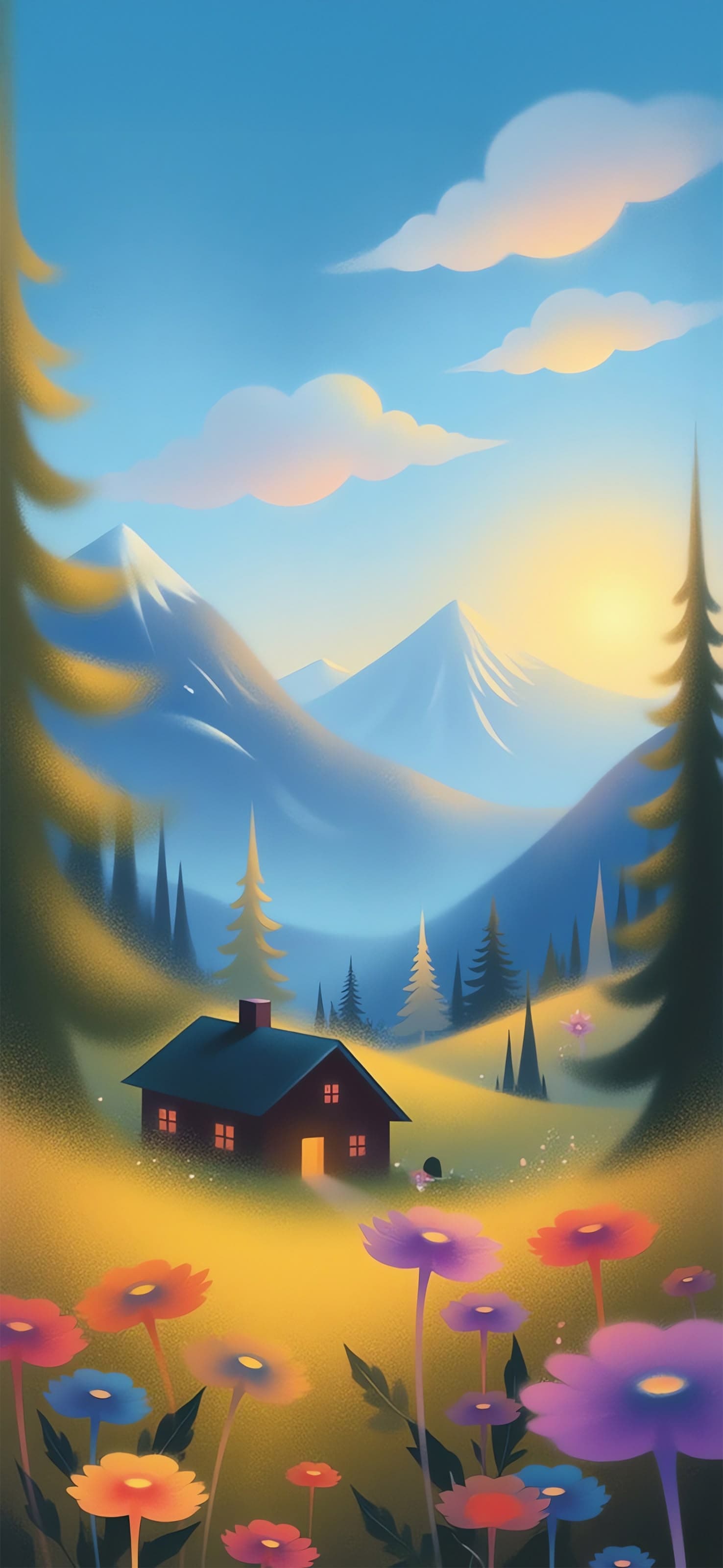 Sunset Mountains - free phone wallpaper
