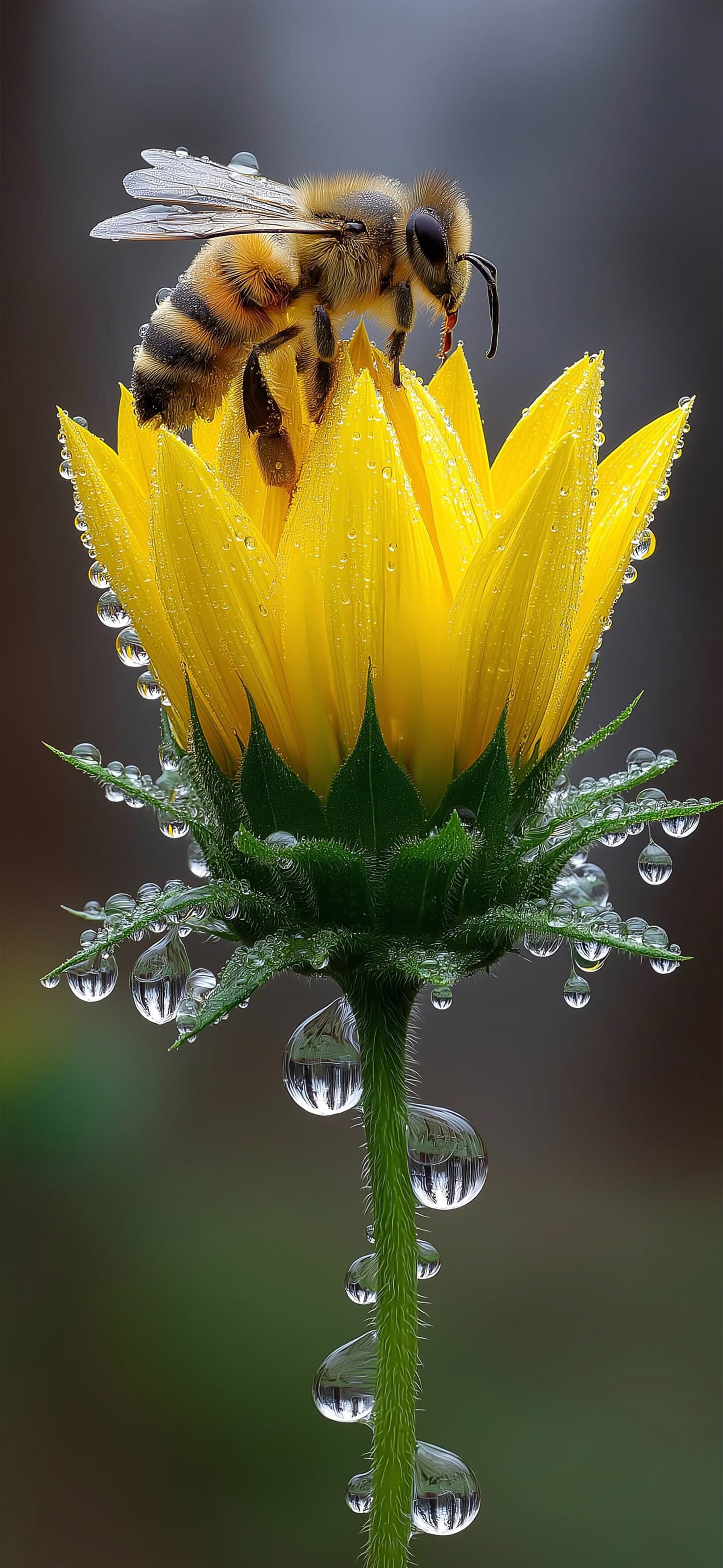 Bee on Sunflower - free phone wallpaper