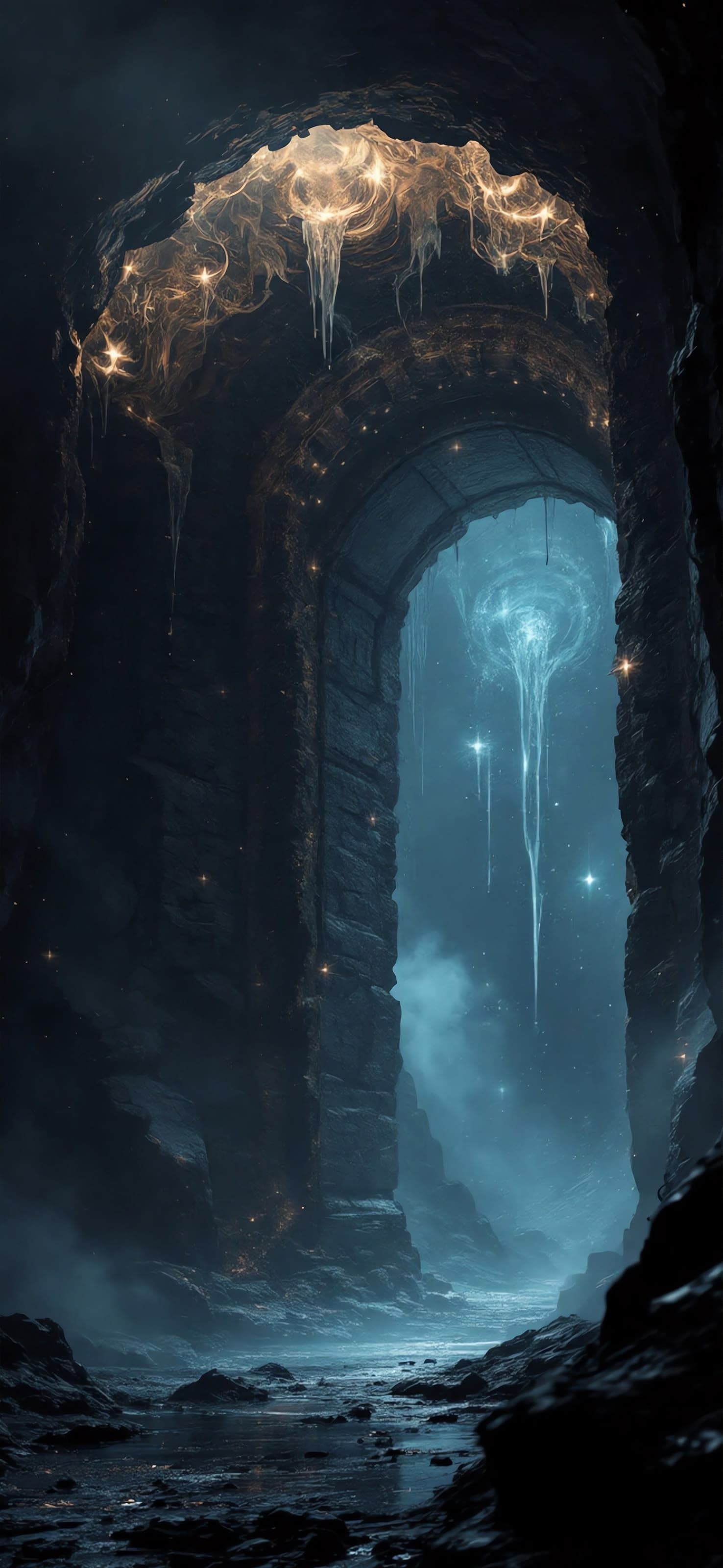 Cave with Cosmic Light - free phone wallpaper