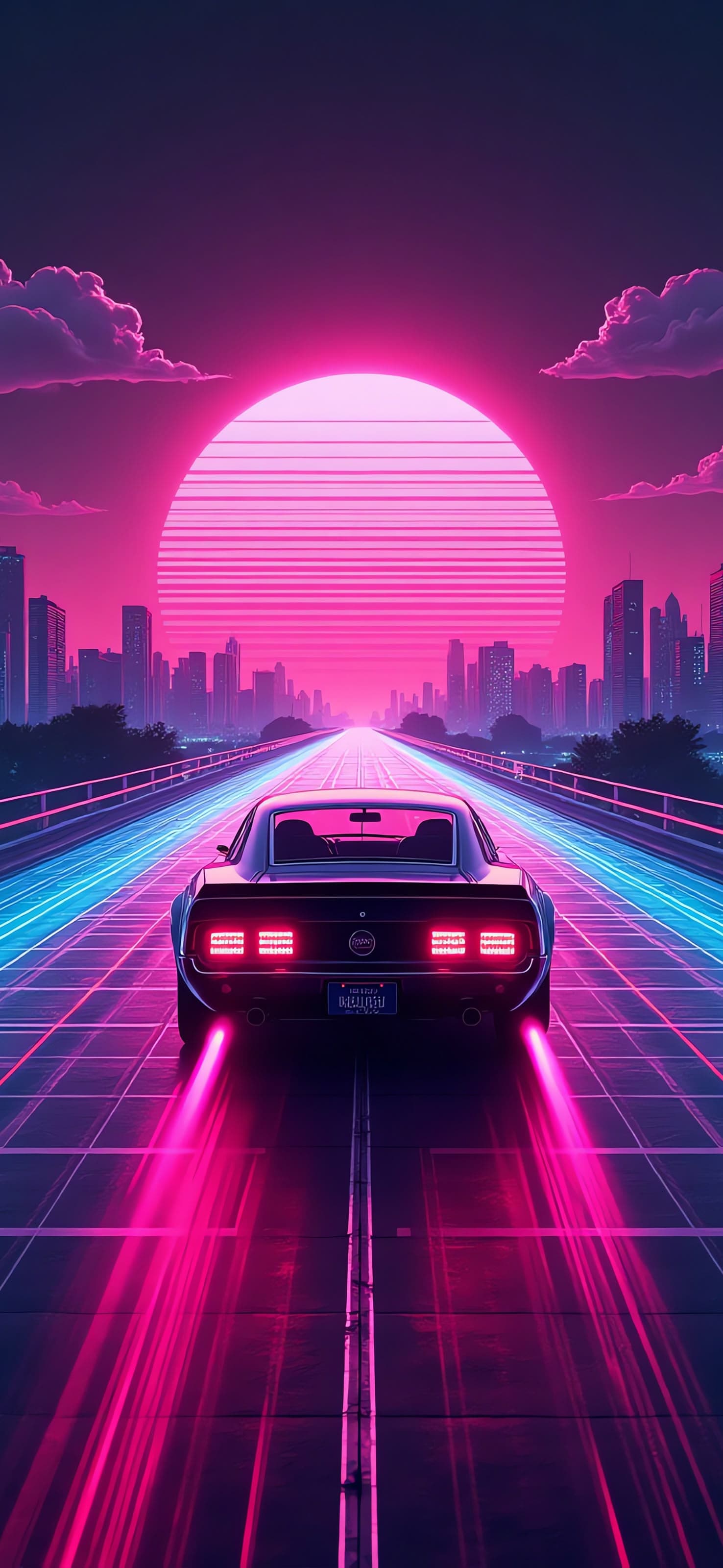 Retro Car Scene - free phone wallpaper