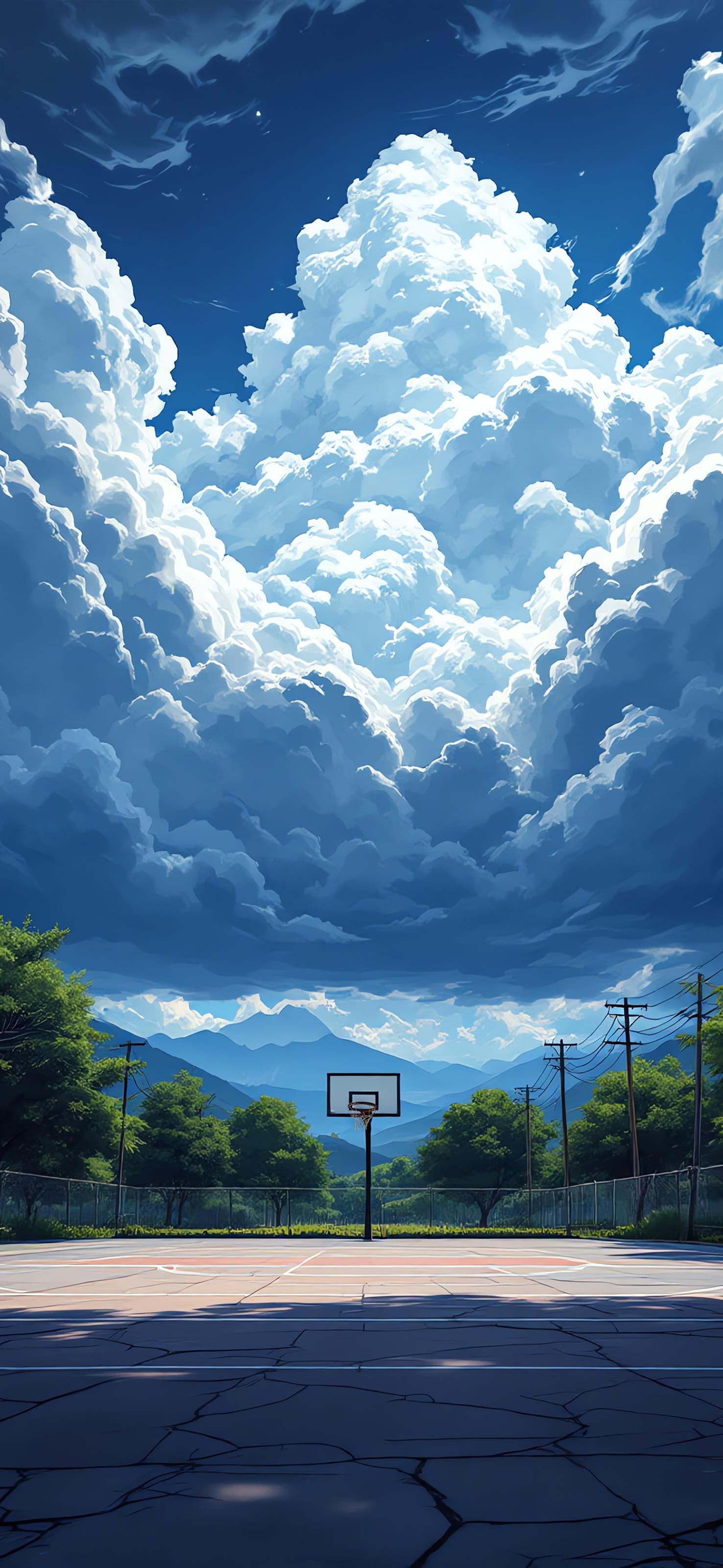 Cloudy Basketball - free phone wallpaper