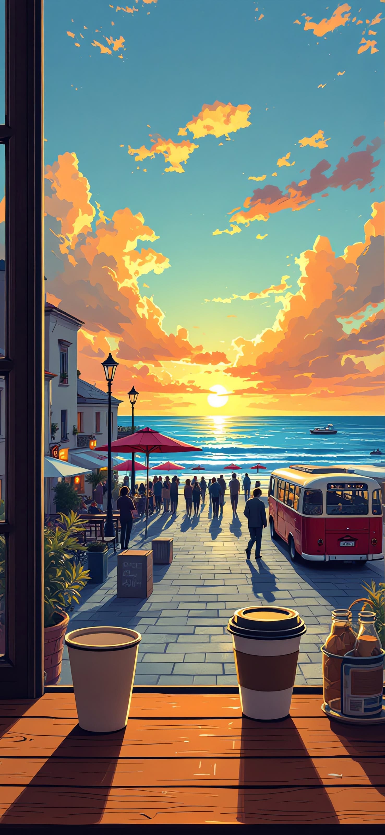 Coastal Sunset Scene - free phone wallpaper