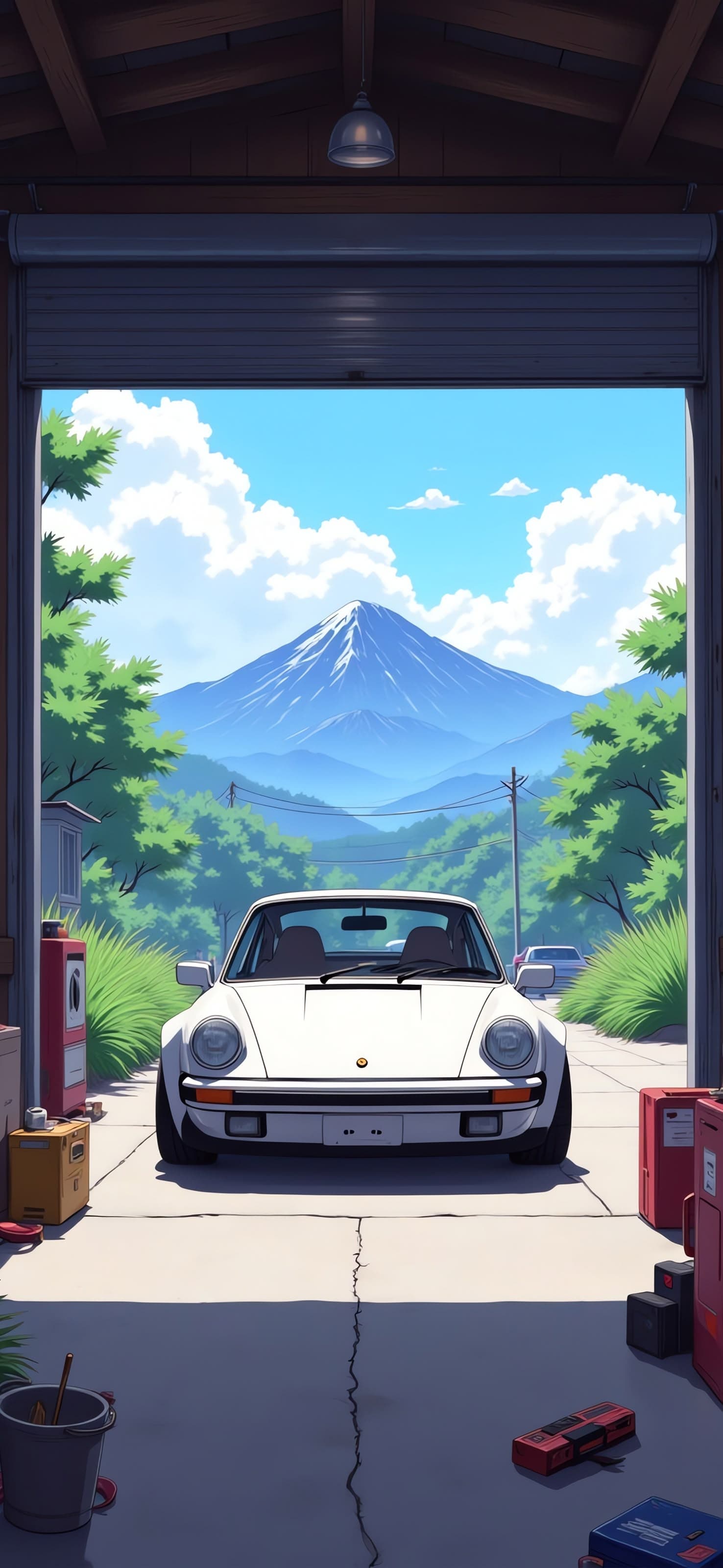 Porsche in Garage - free phone wallpaper