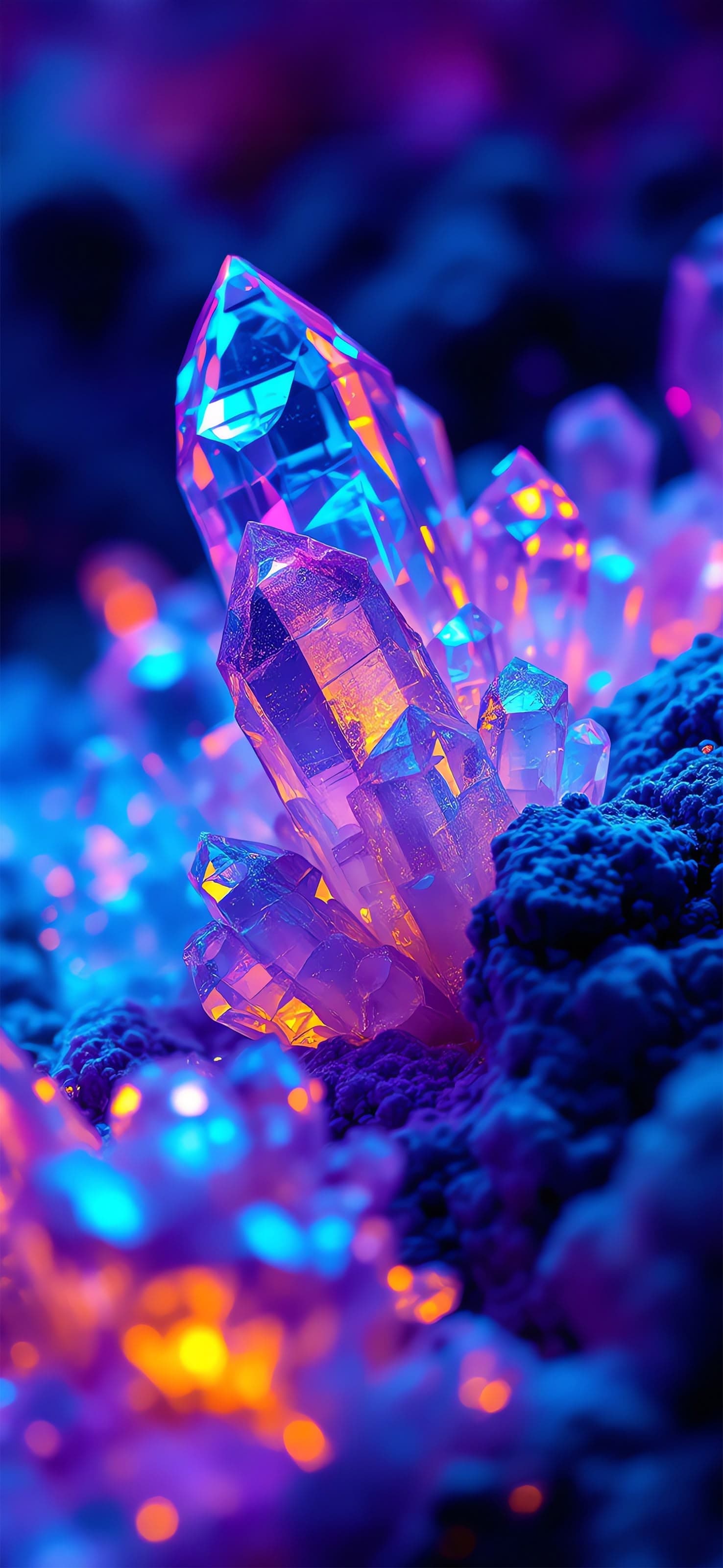 Glowing Crystals - free phone wallpaper