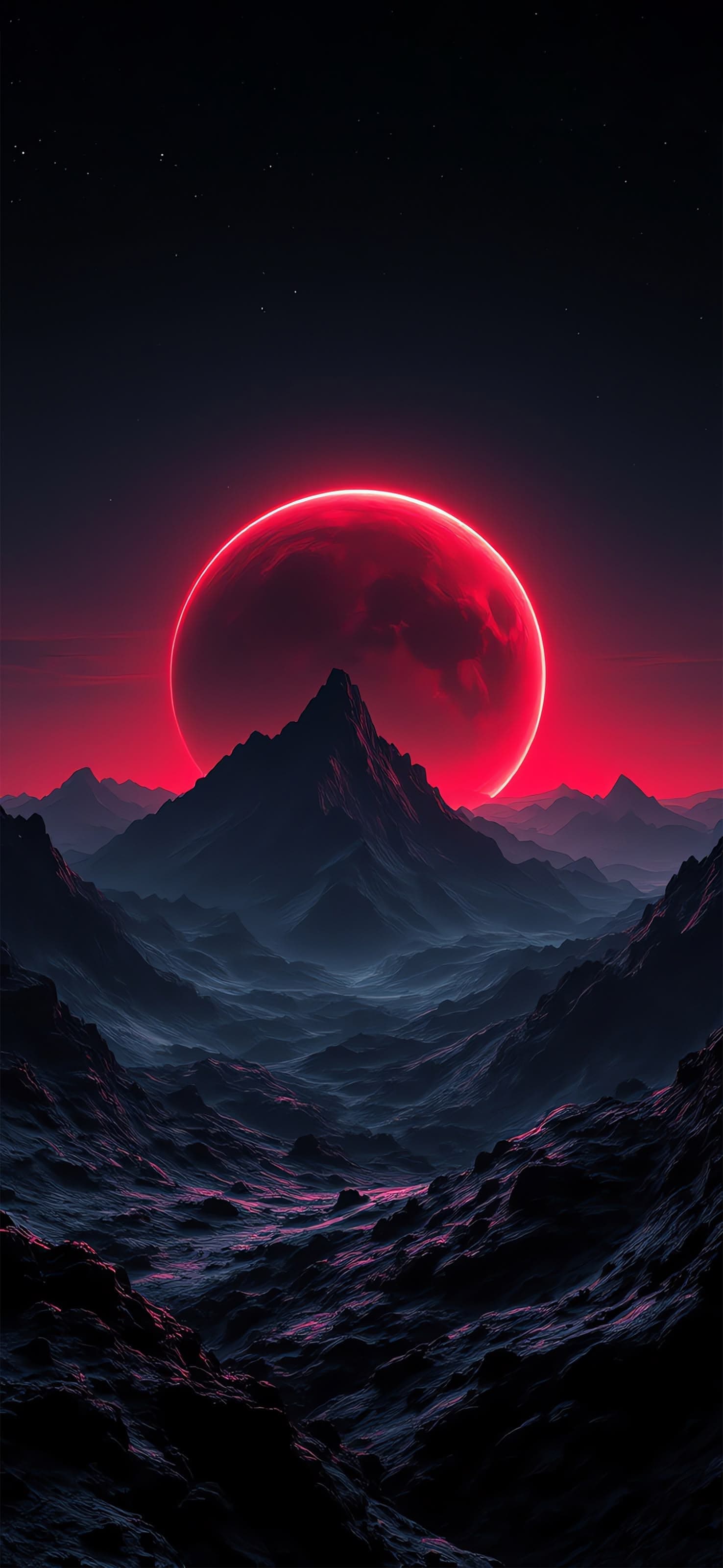 Red Moon Landscape - free phone wallpaper