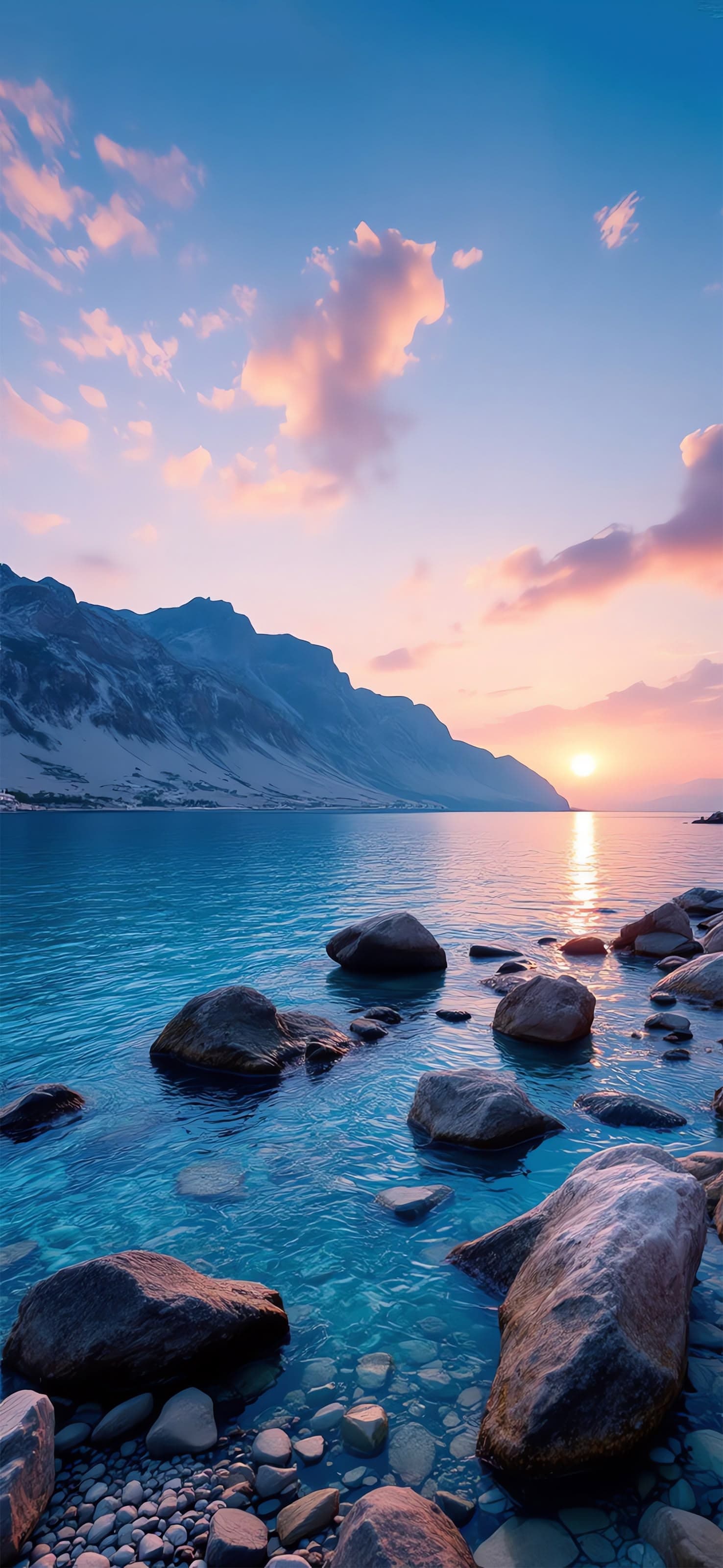 Mountain Lake Sunset - free phone wallpaper