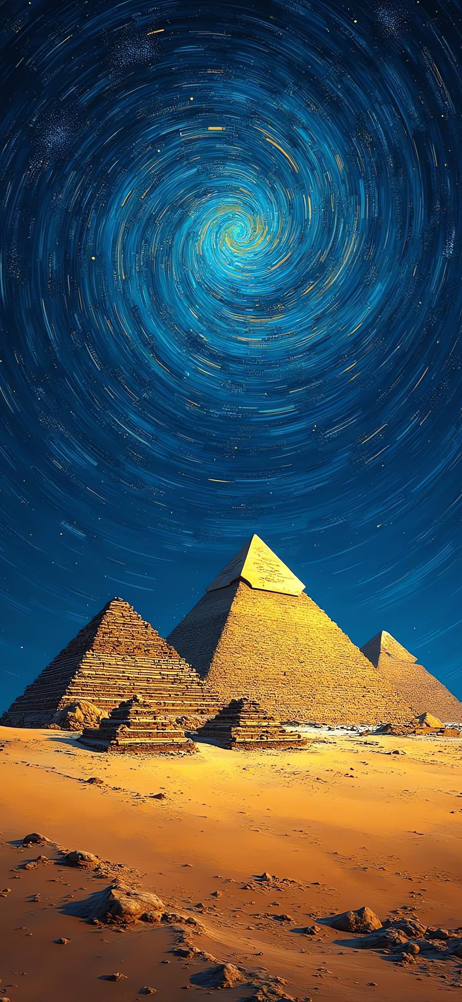 Pyramids Under Stars - free phone wallpaper