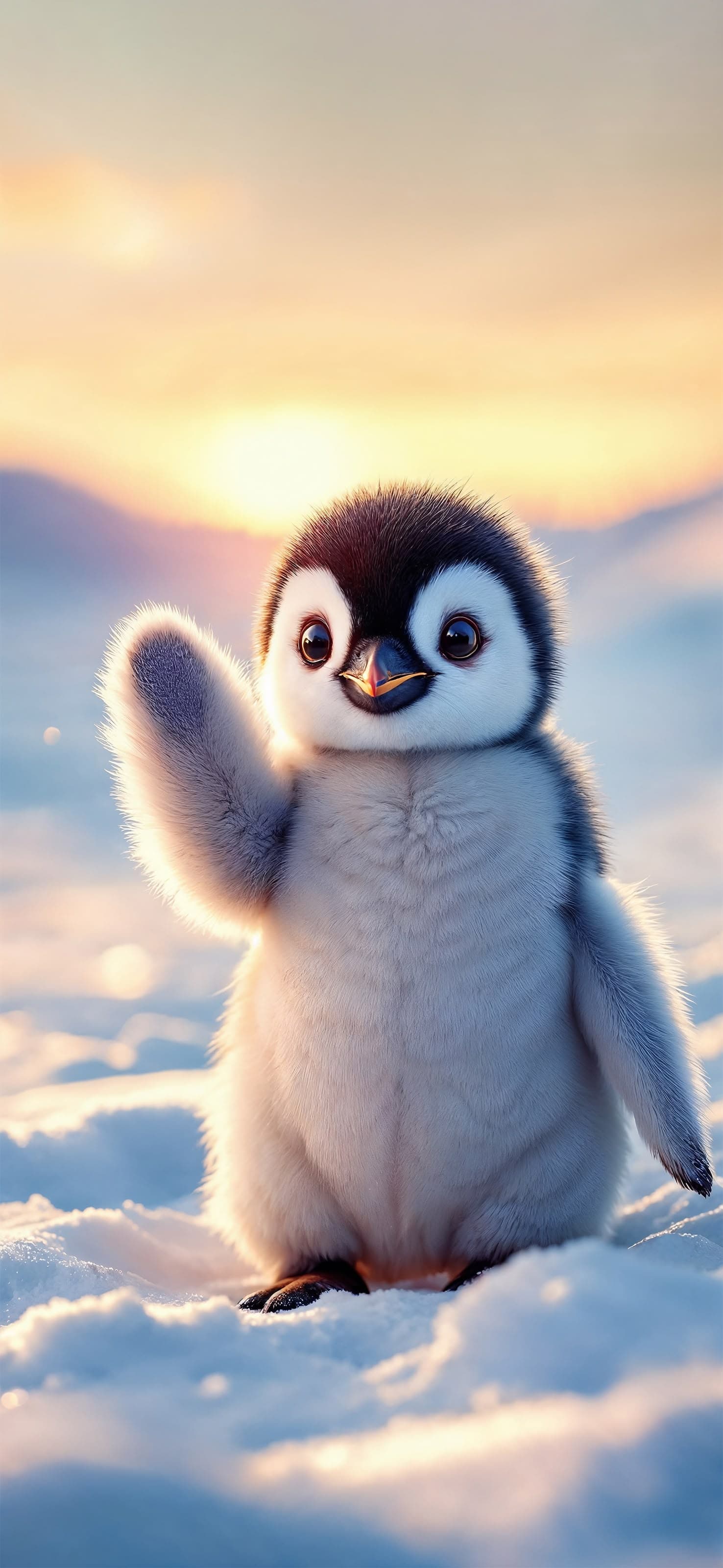 Waving Penguin - free phone wallpaper