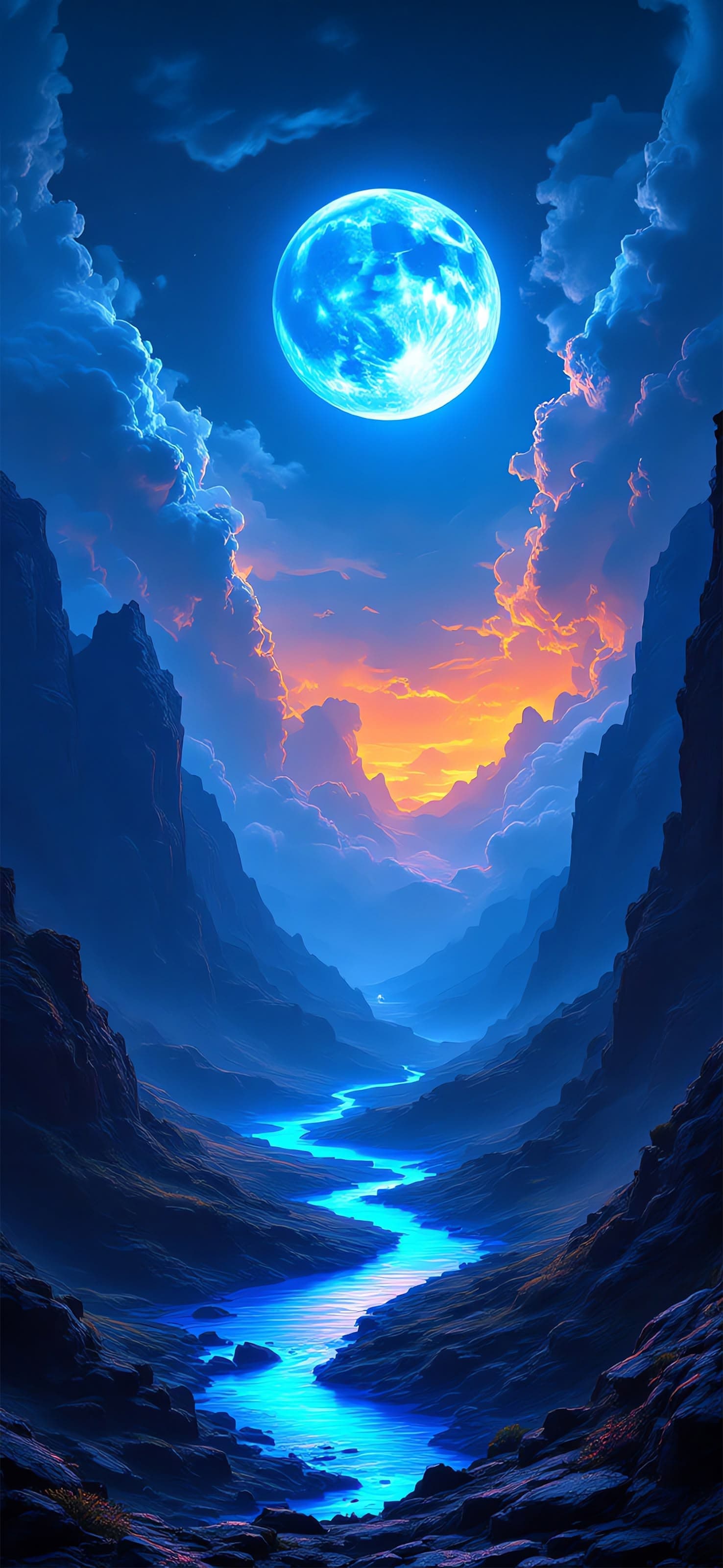 Moonlit Valley - free phone wallpaper