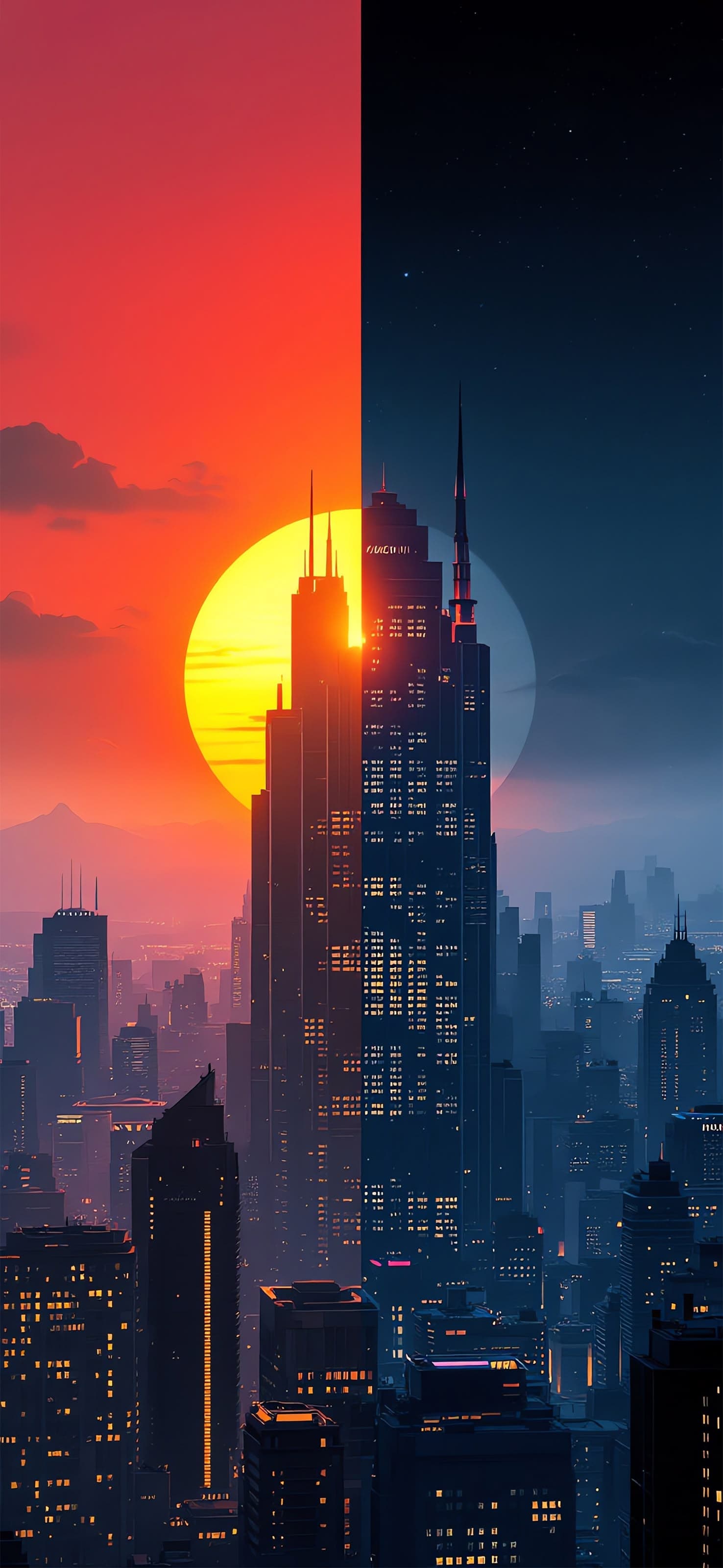 Dual Sunset Towers - free phone wallpaper