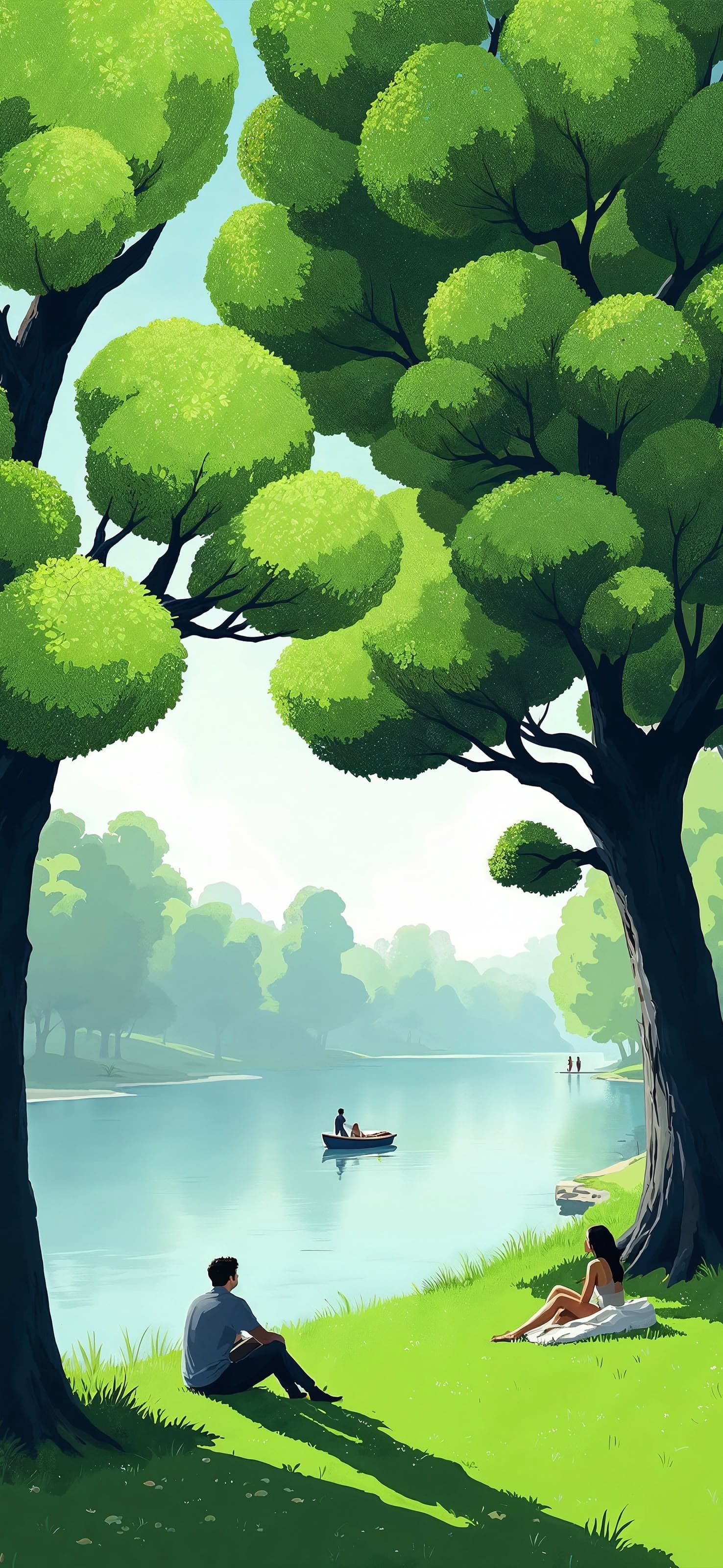 Couple by the Lake - free phone wallpaper