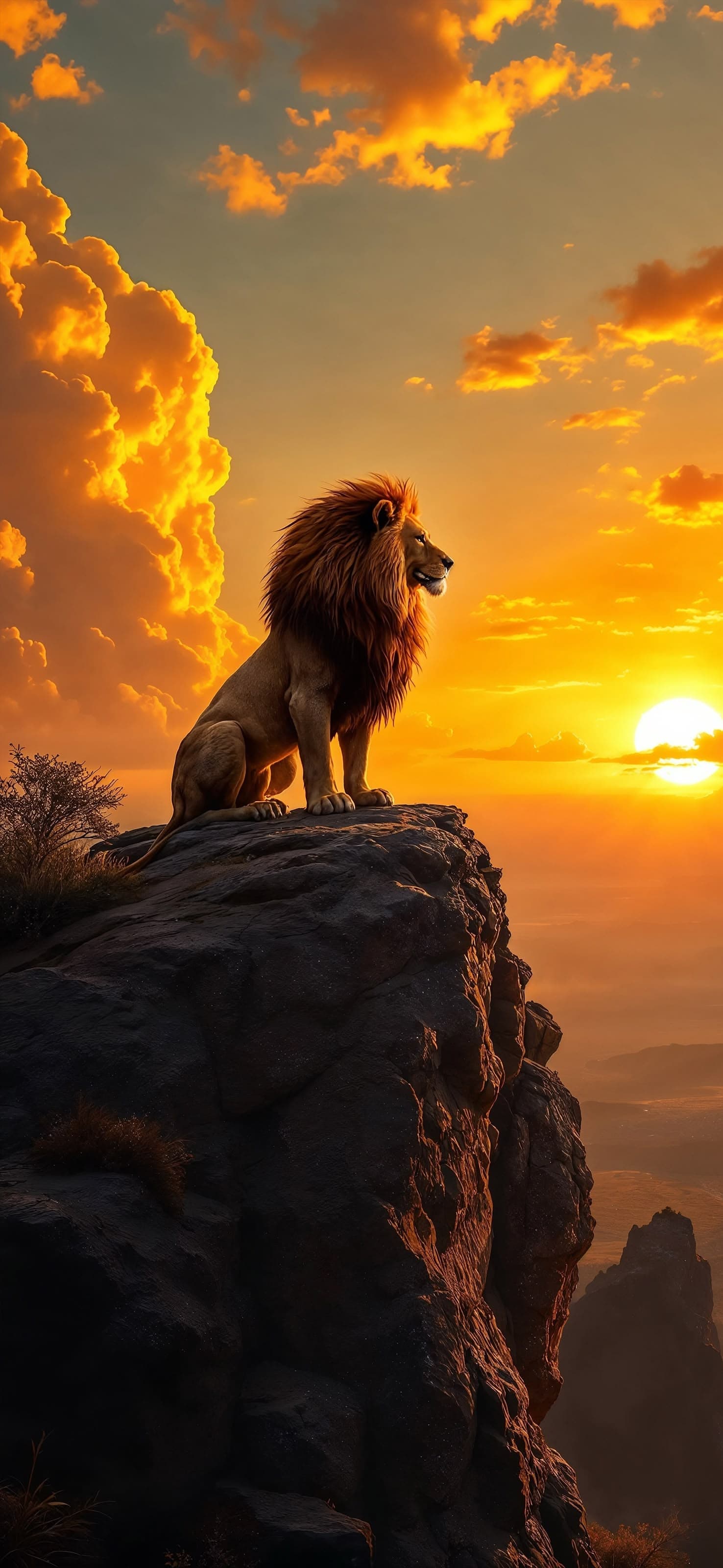 Majestic Lion at Sunset - free phone wallpaper