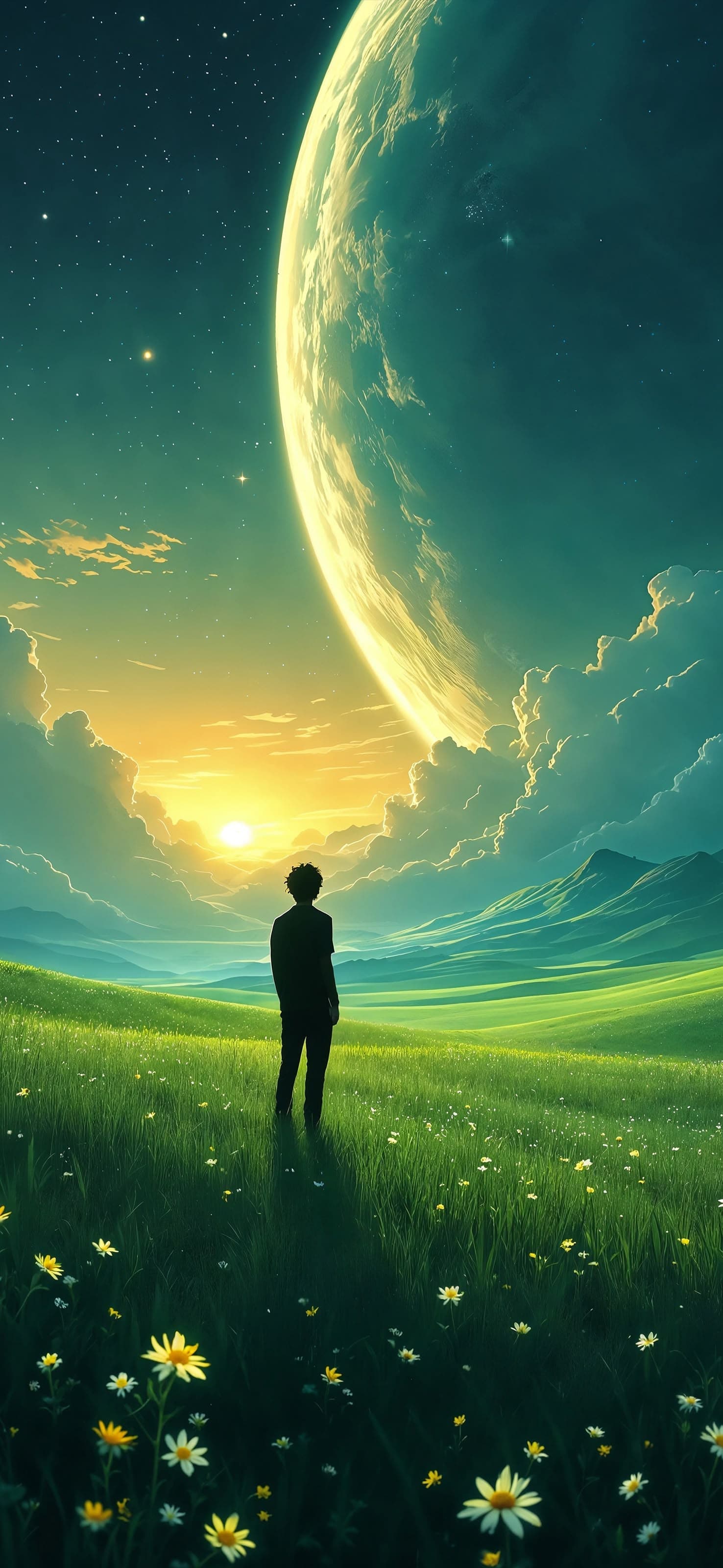 Sunset Over Planet - free phone wallpaper