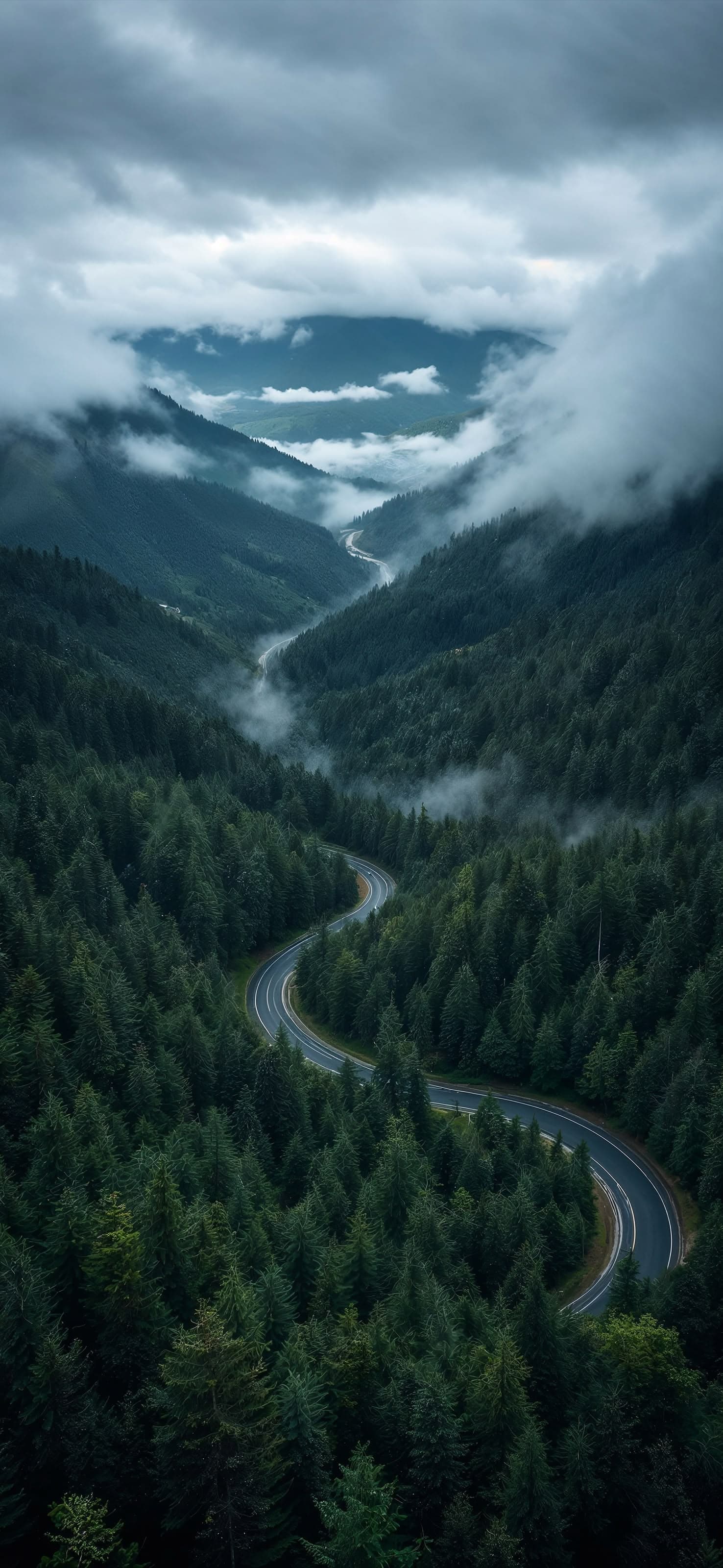 Misty Valley Road - free phone wallpaper