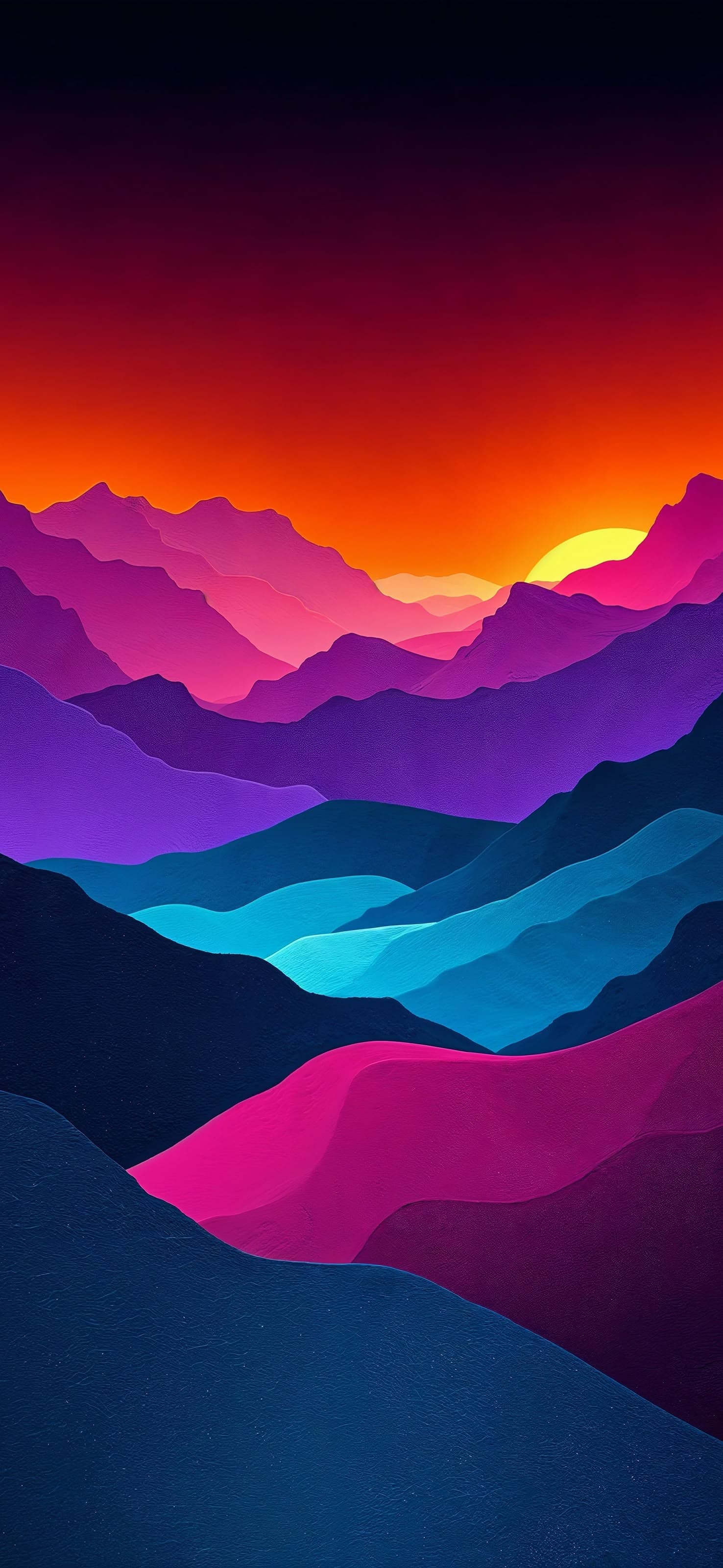 Vibrant Mountain Sunset - free phone wallpaper