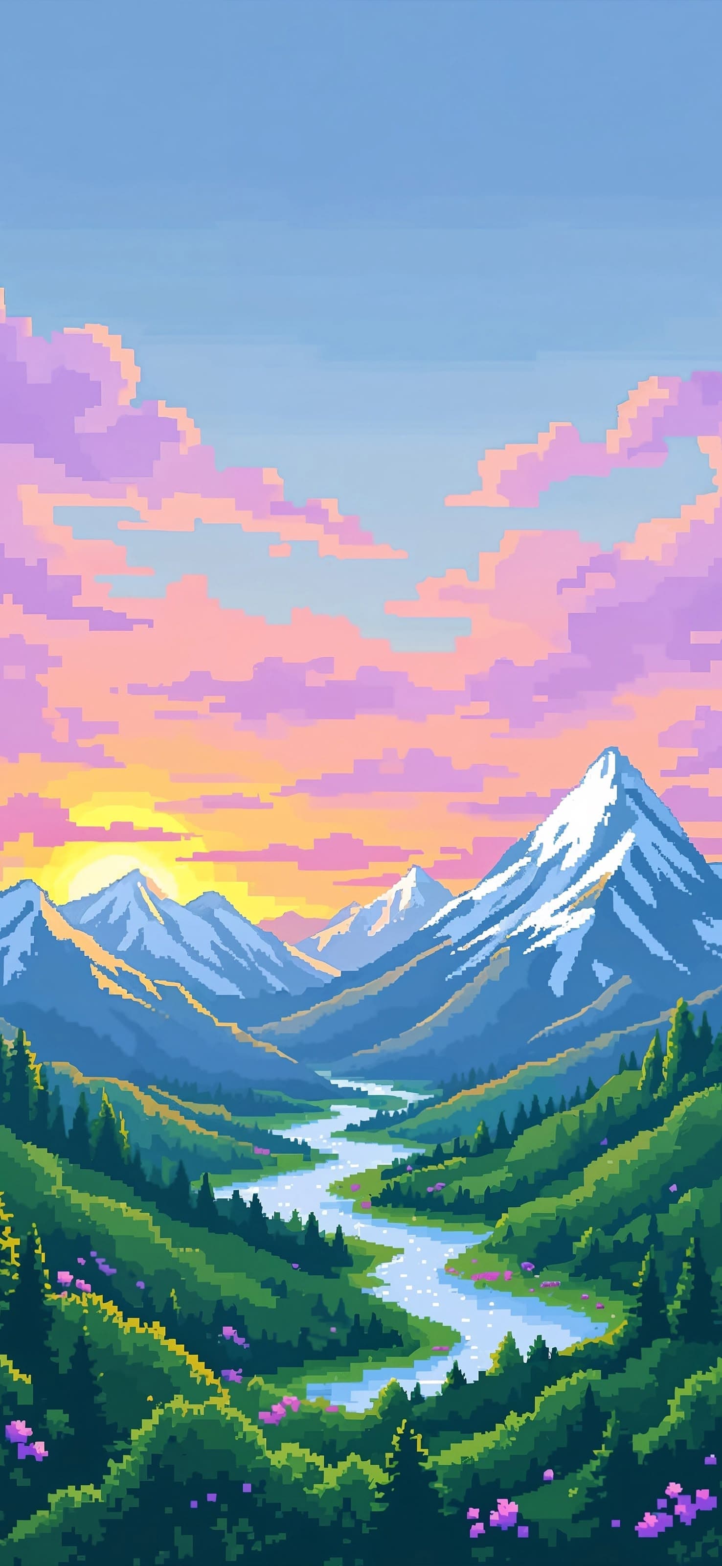 Pixelated Landscape - free phone wallpaper