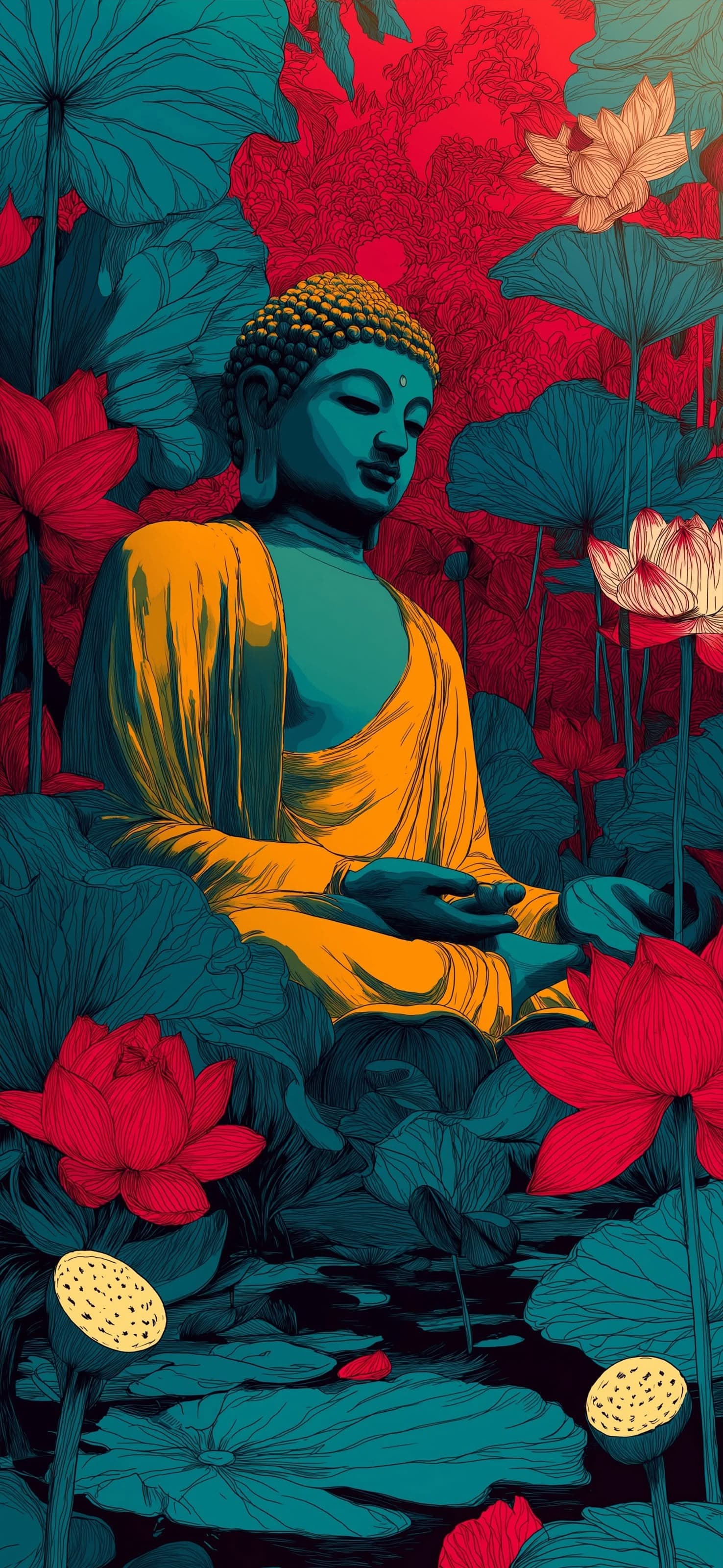 Colorful Buddha - free phone wallpaper