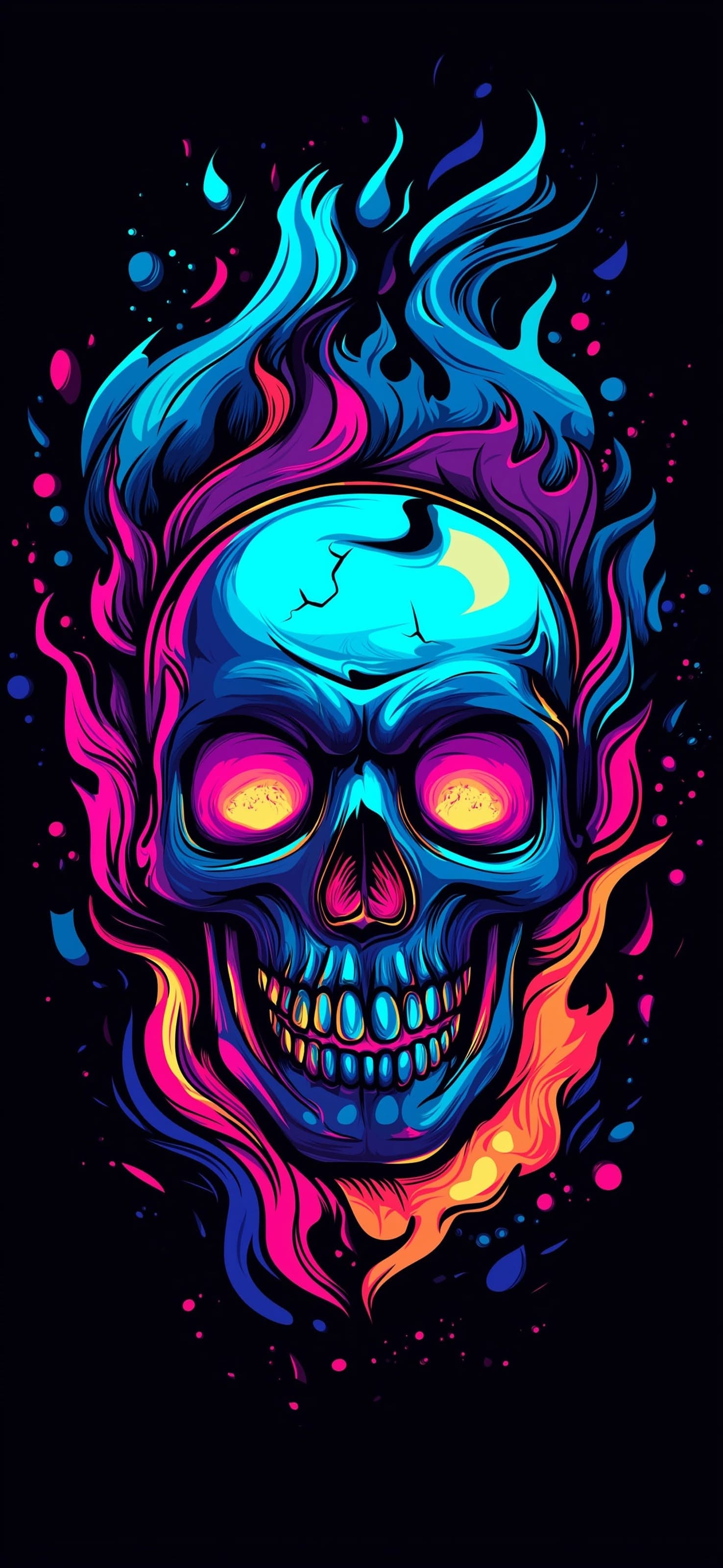 Neon Skull 2 - free phone wallpaper