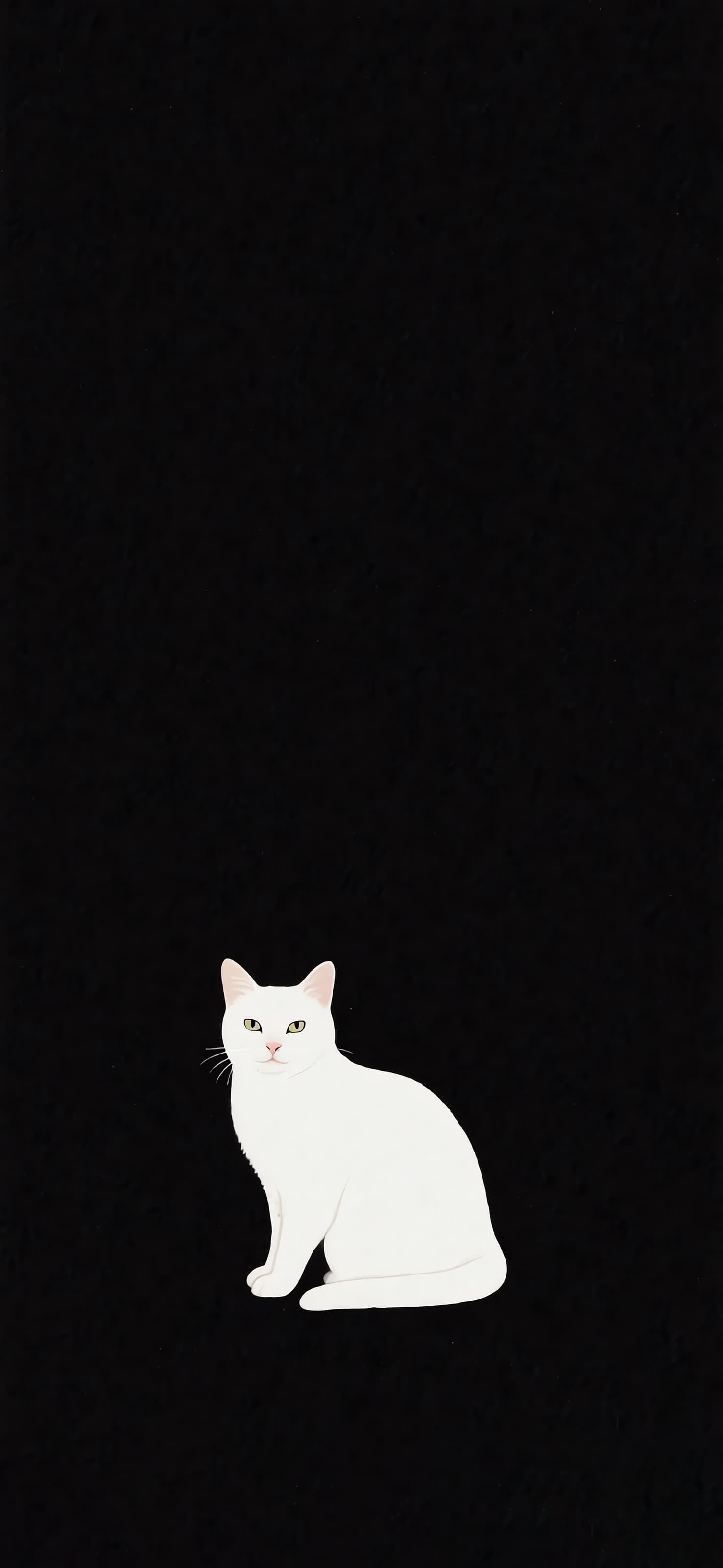 White cat on black background 2 - free phone wallpaper