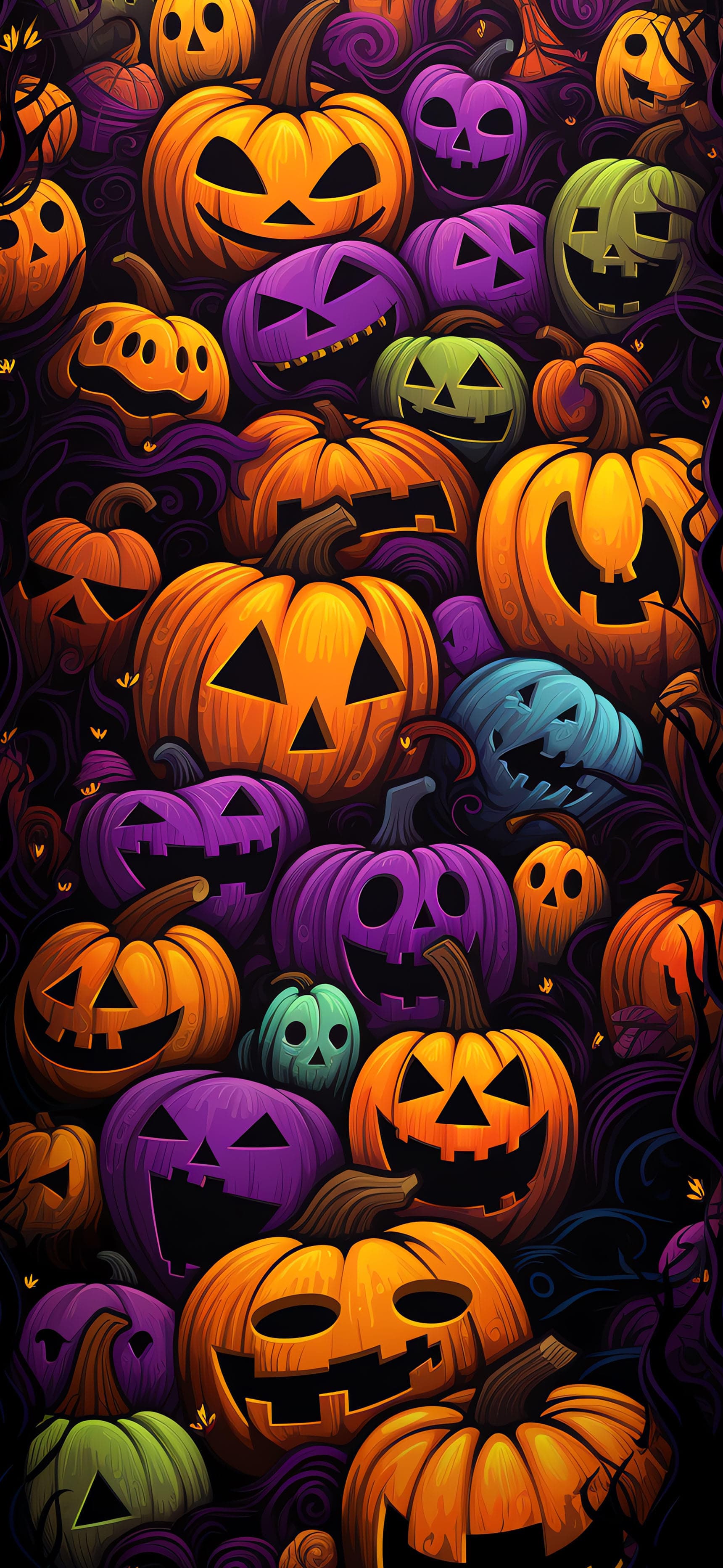 Halloween Pumpkin Crowd - free phone wallpaper