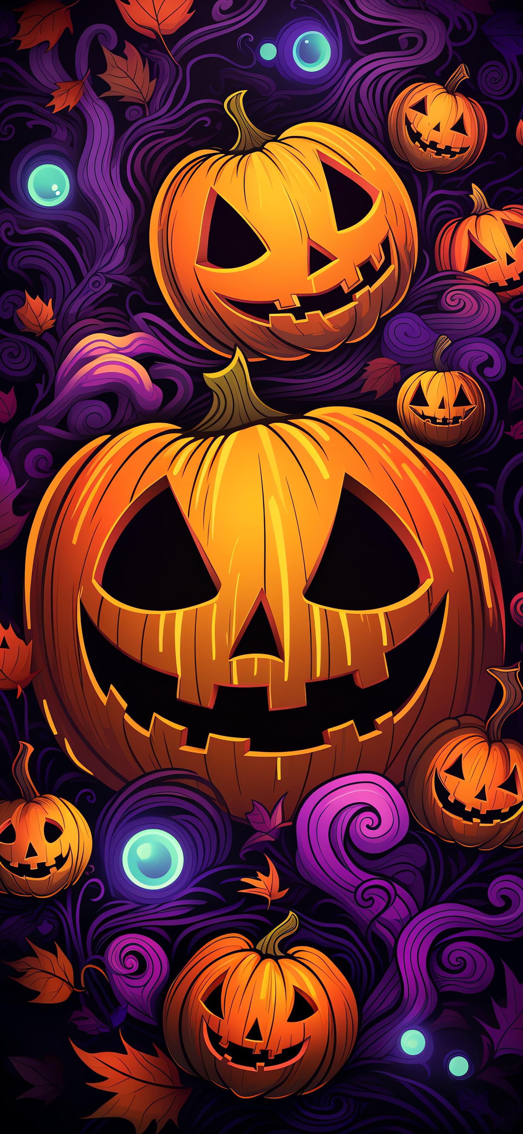 Halloween Pumpkin Stack - free phone wallpaper