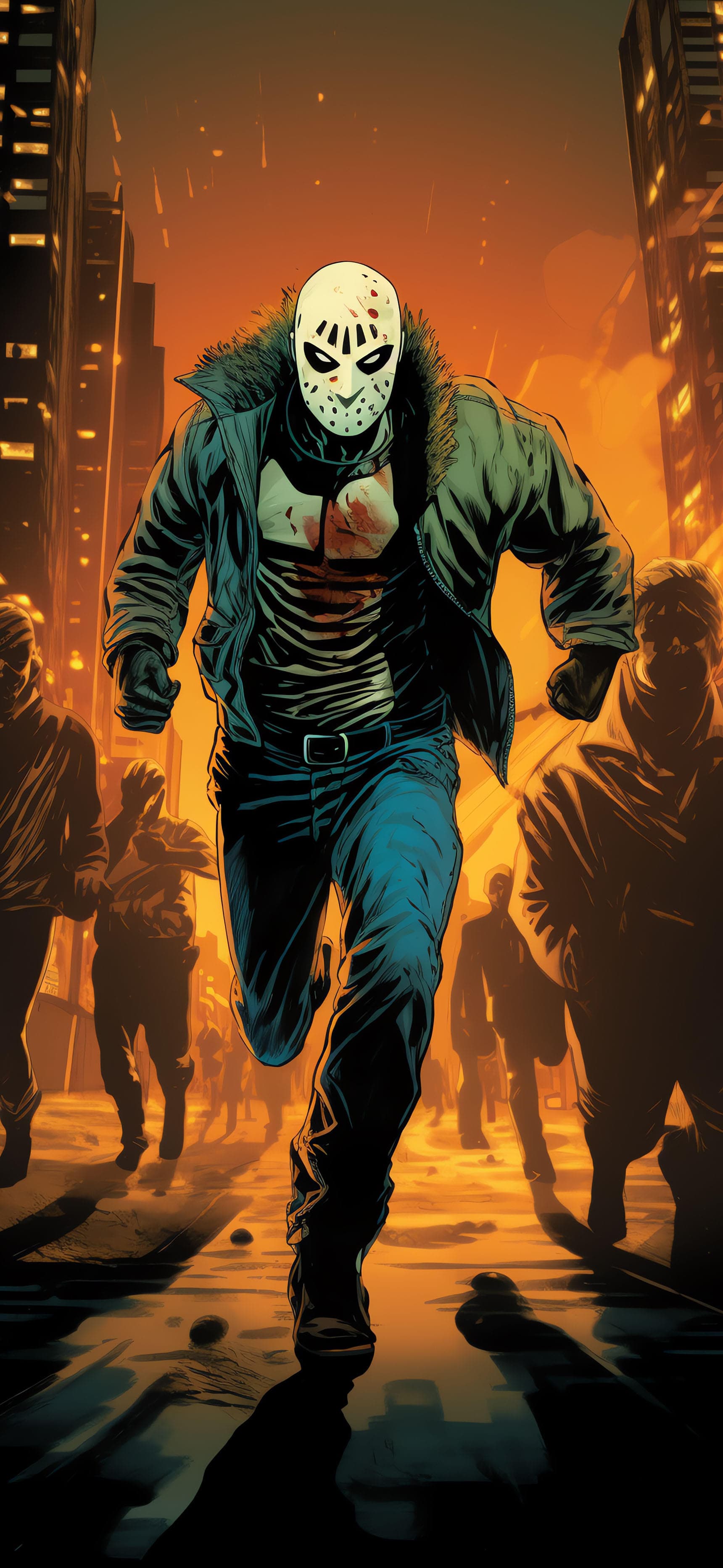 Masked City Runner - free phone wallpaper