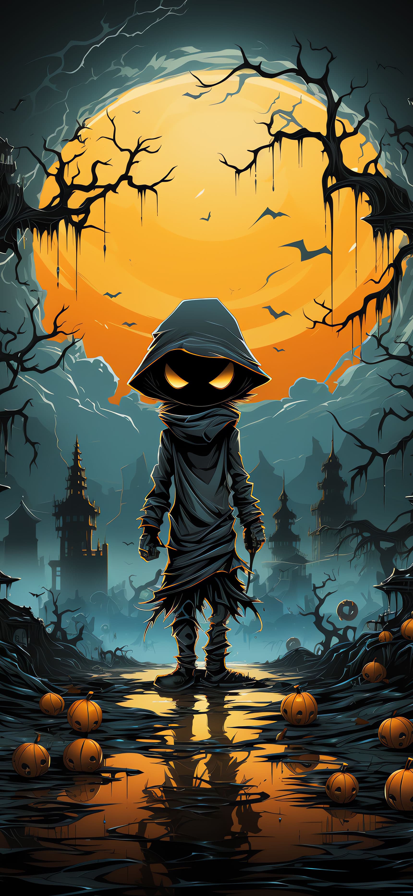 Eerie Pumpkin Patch - free phone wallpaper