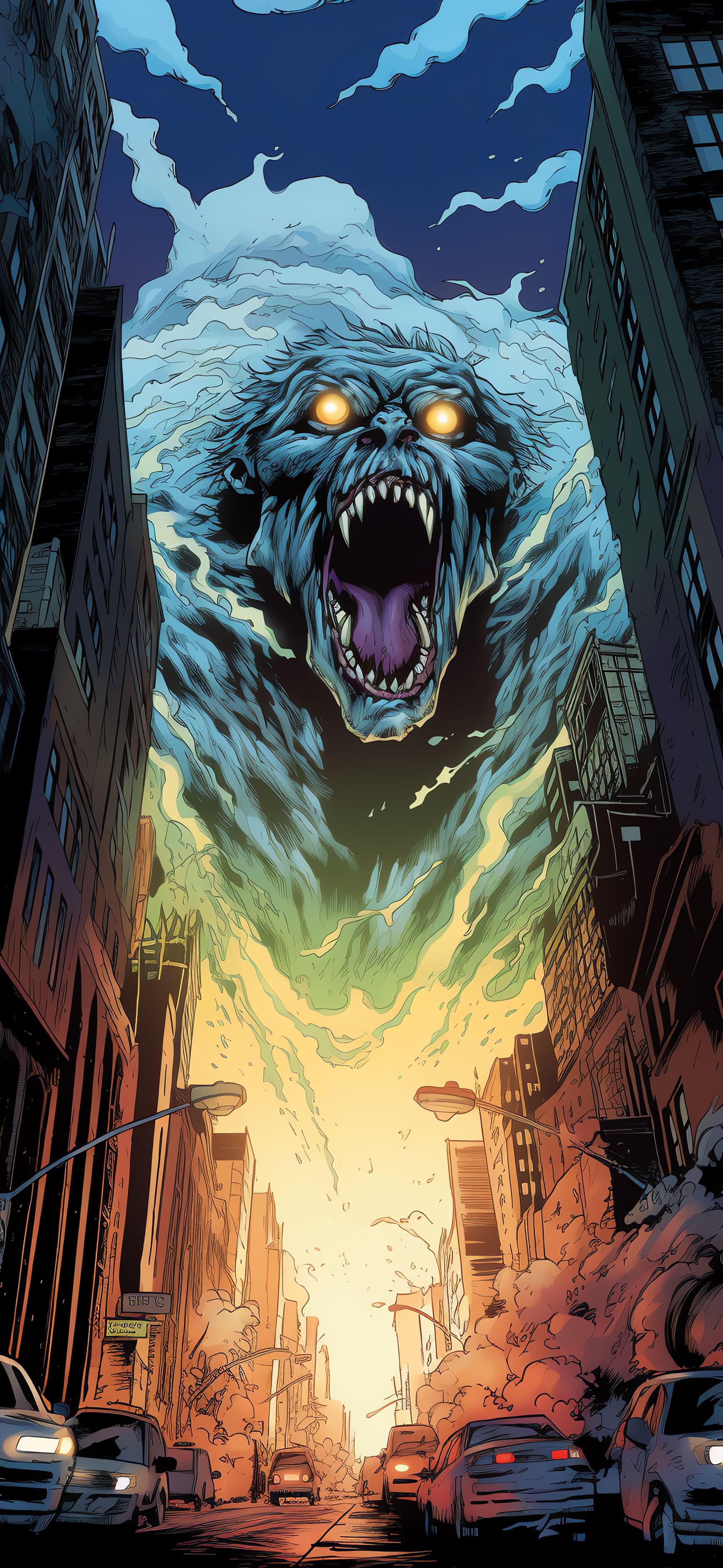 City Monster Attack - free phone wallpaper