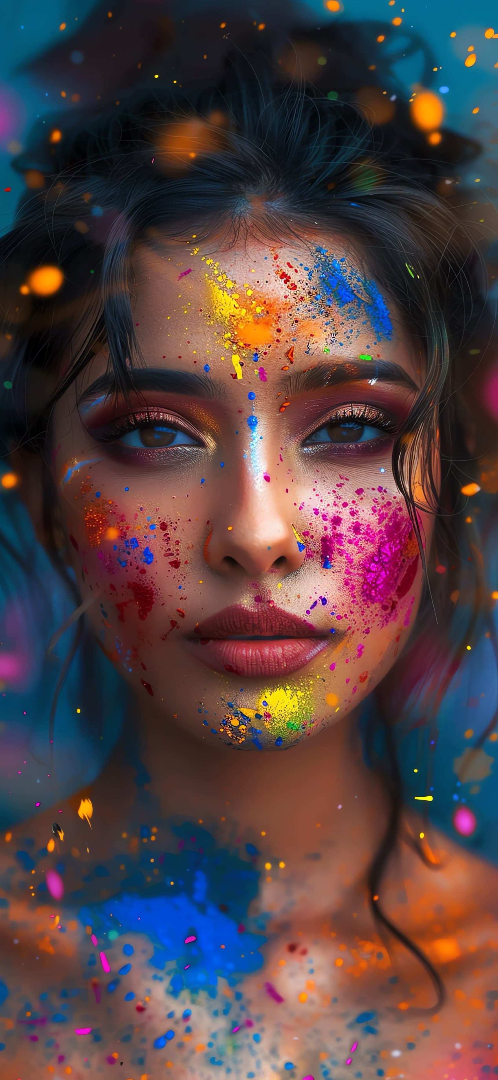 Holi Beauty Portrait - free phone wallpaper