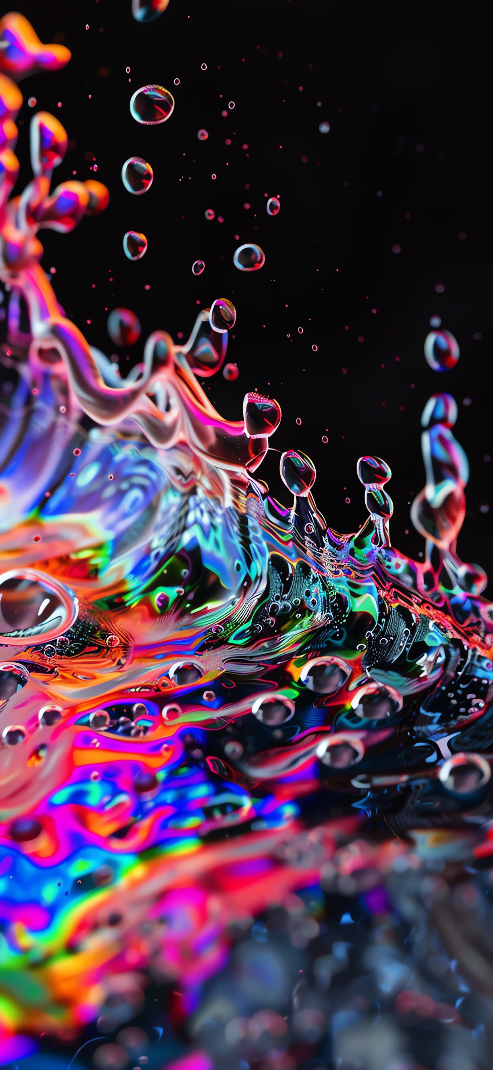 Rainbow Water Droplets - free phone wallpaper