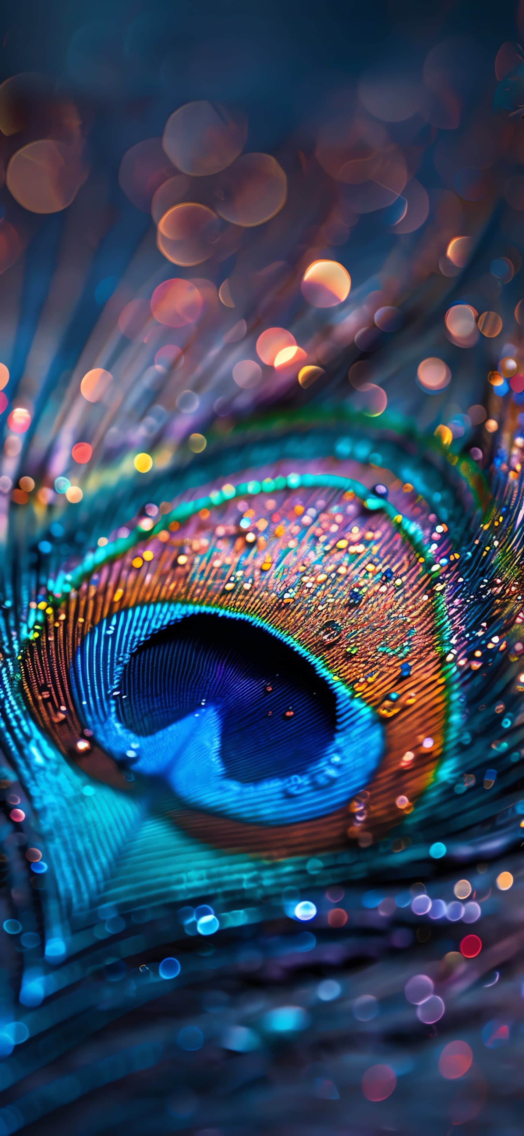 Dewy Peacock - free phone wallpaper