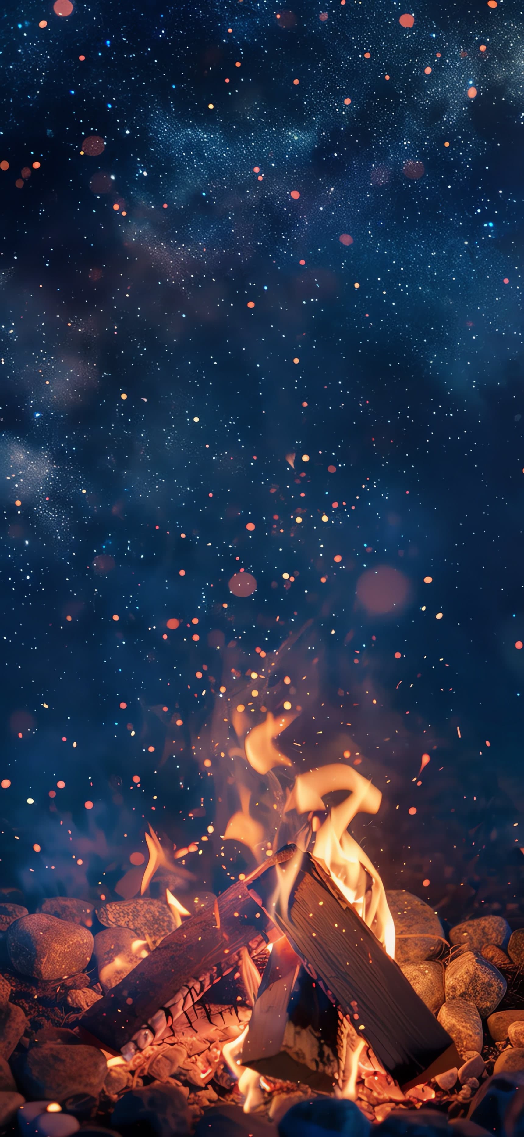 Starlit Campfire - free phone wallpaper