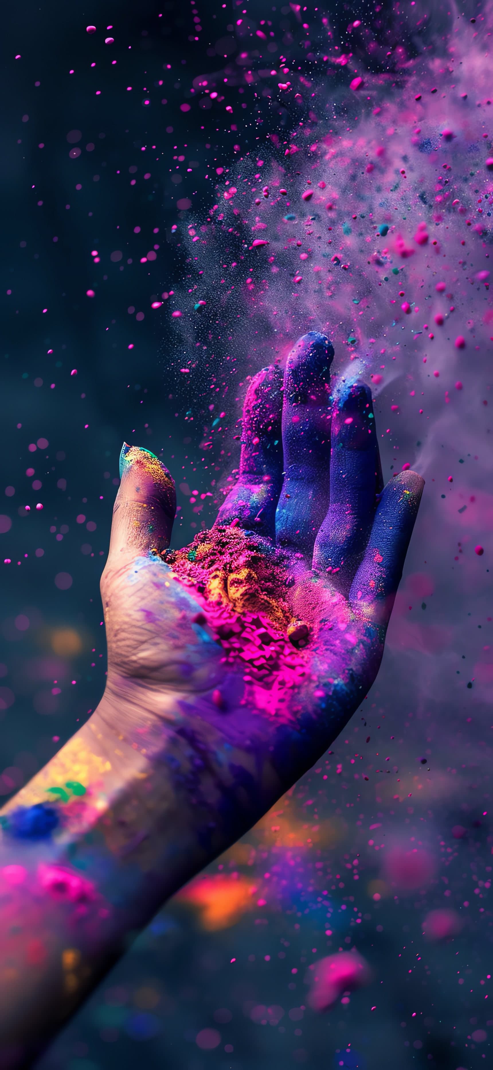 Holi Hand Splash - free phone wallpaper