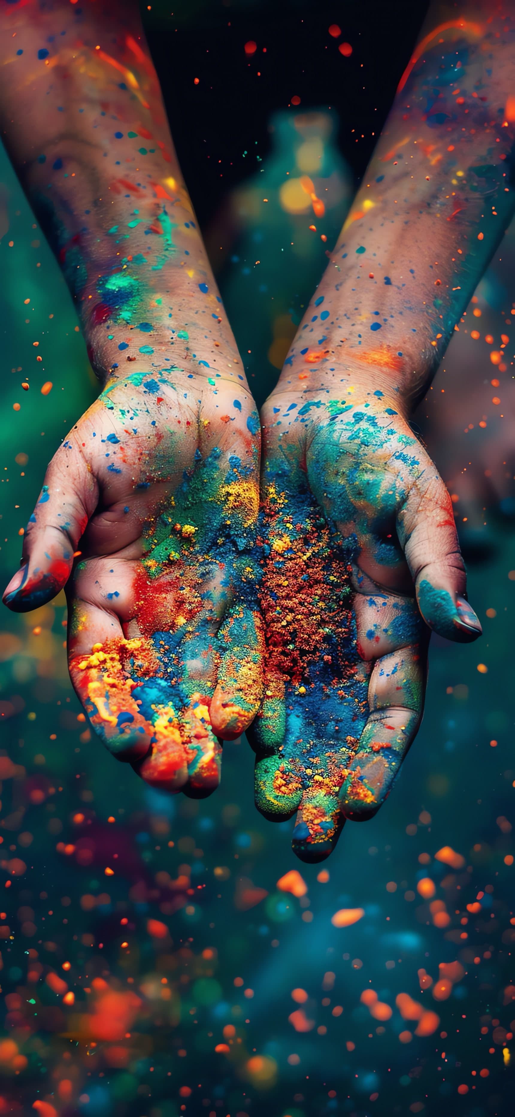 Painted Holi Hands - free phone wallpaper