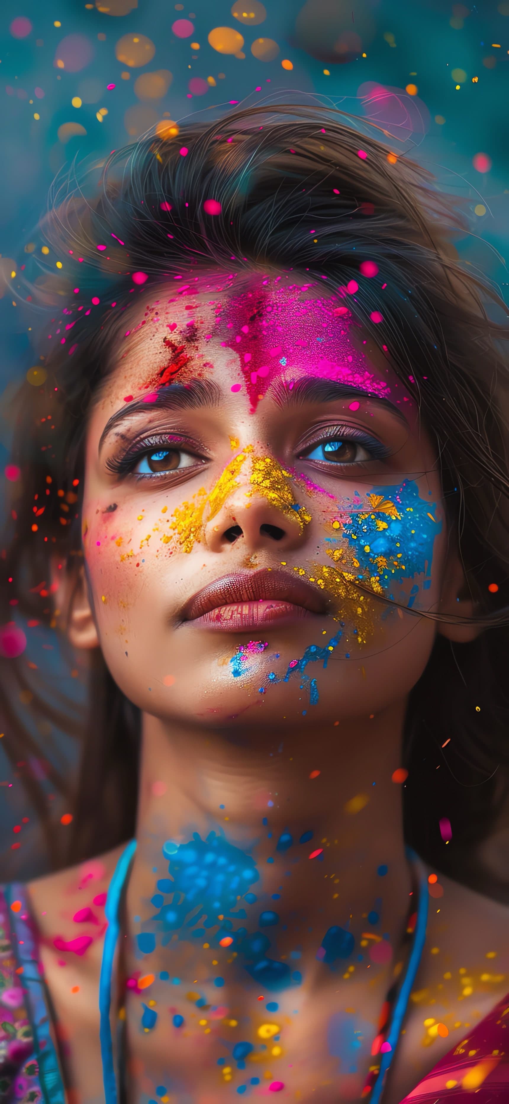 Holi Face Portrait - free phone wallpaper