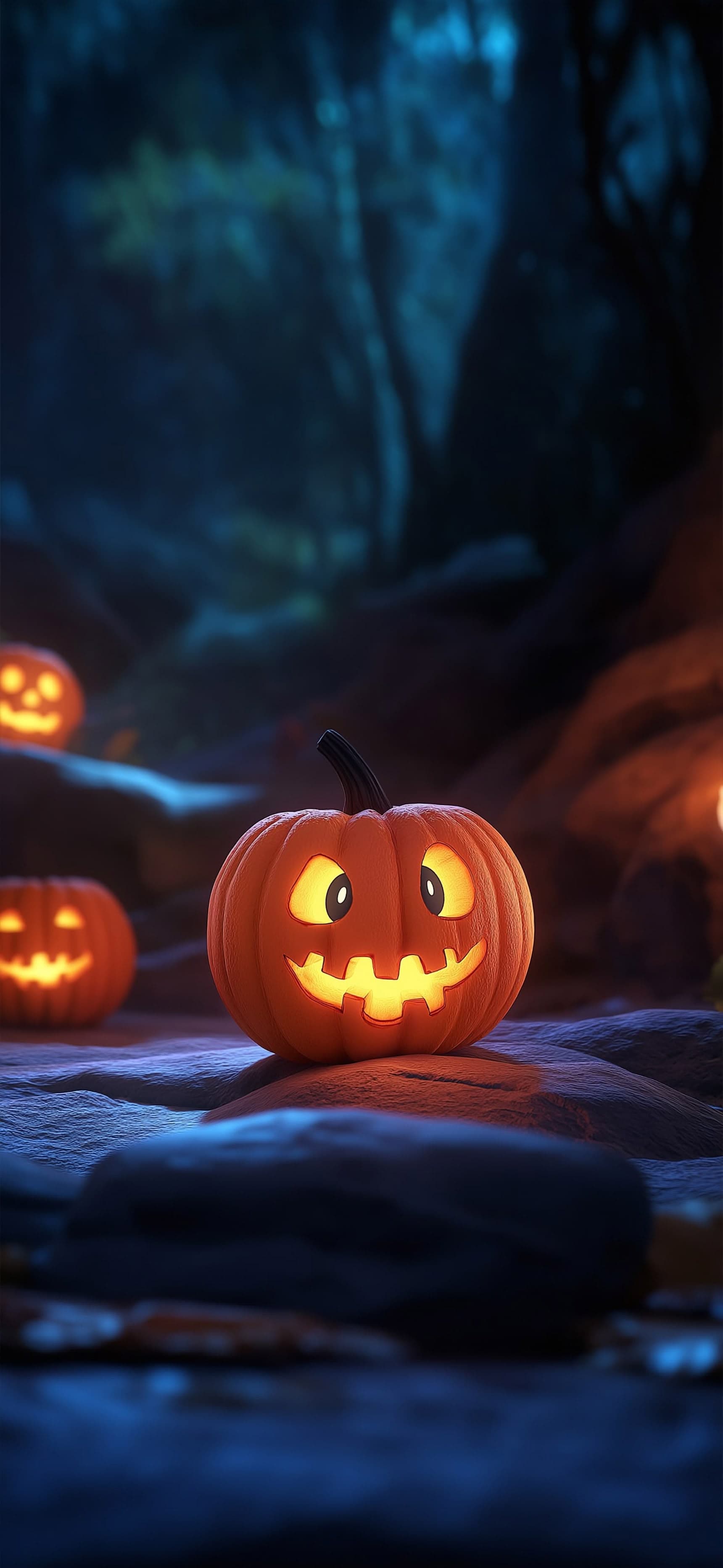 Pumpkin Glow Rocks - free phone wallpaper