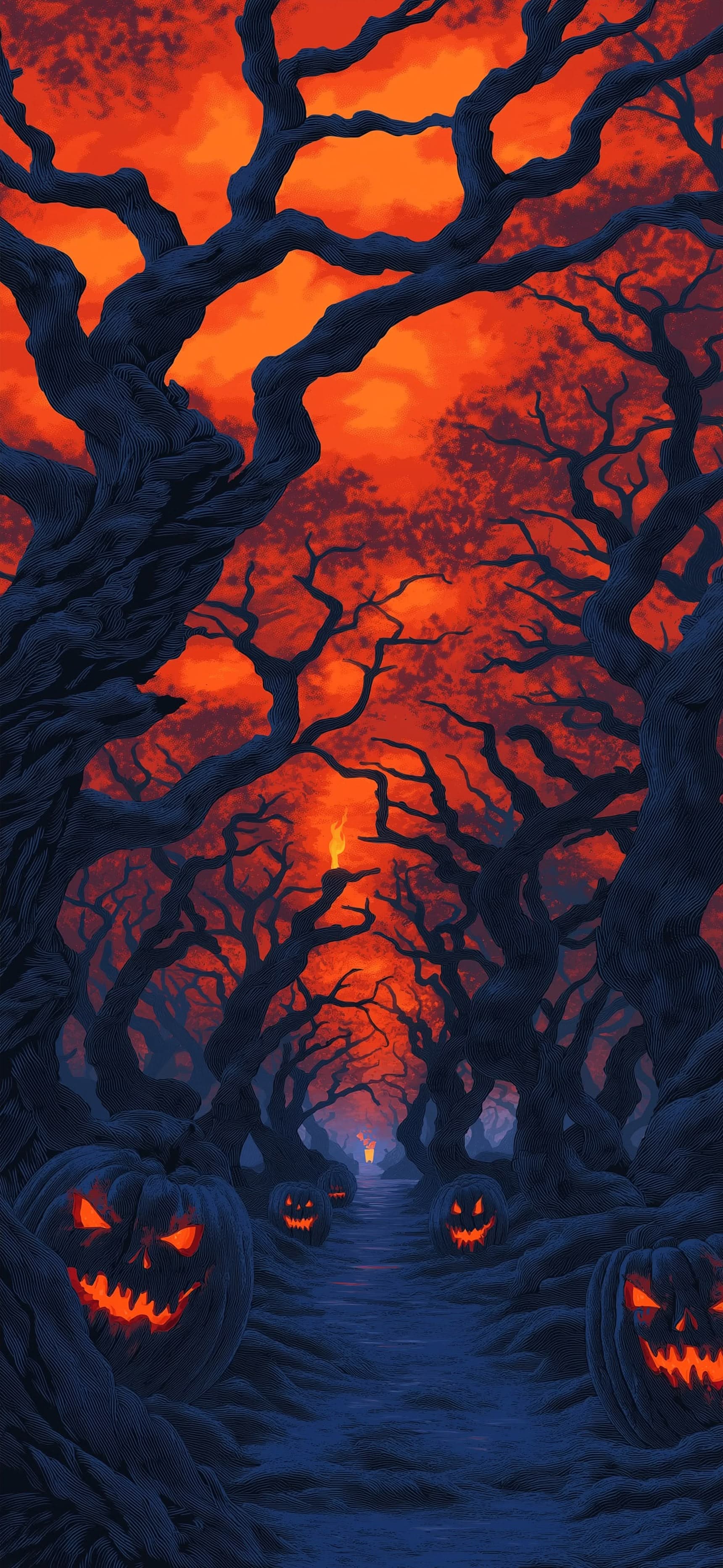 Pumpkin Forest Path - free phone wallpaper