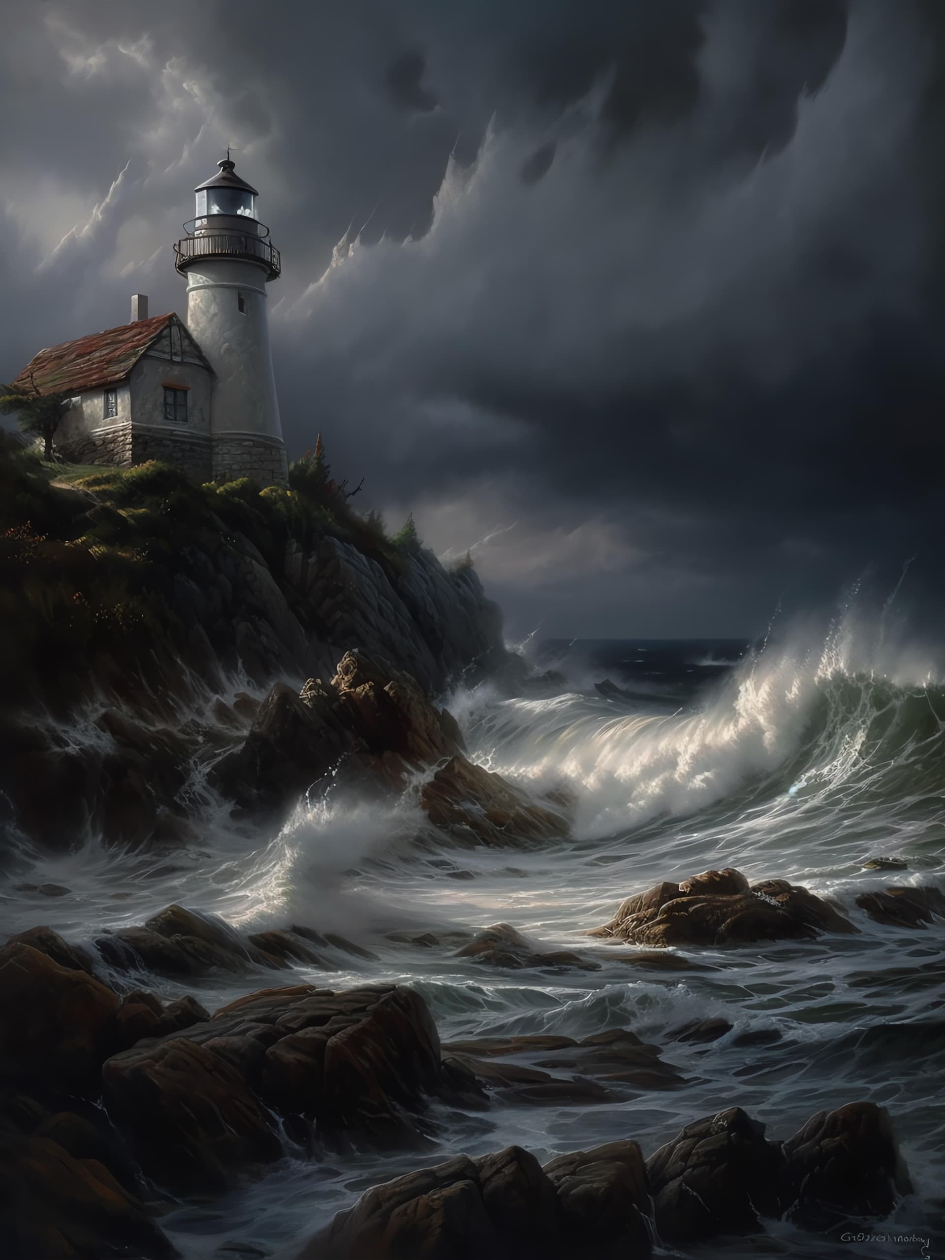 Stormy Lighthouse Coast - free phone wallpaper