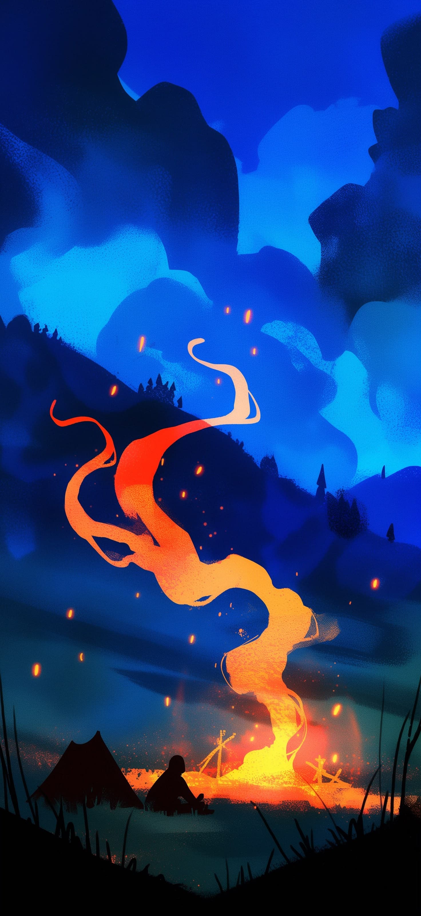 Campfire at Night - free phone wallpaper
