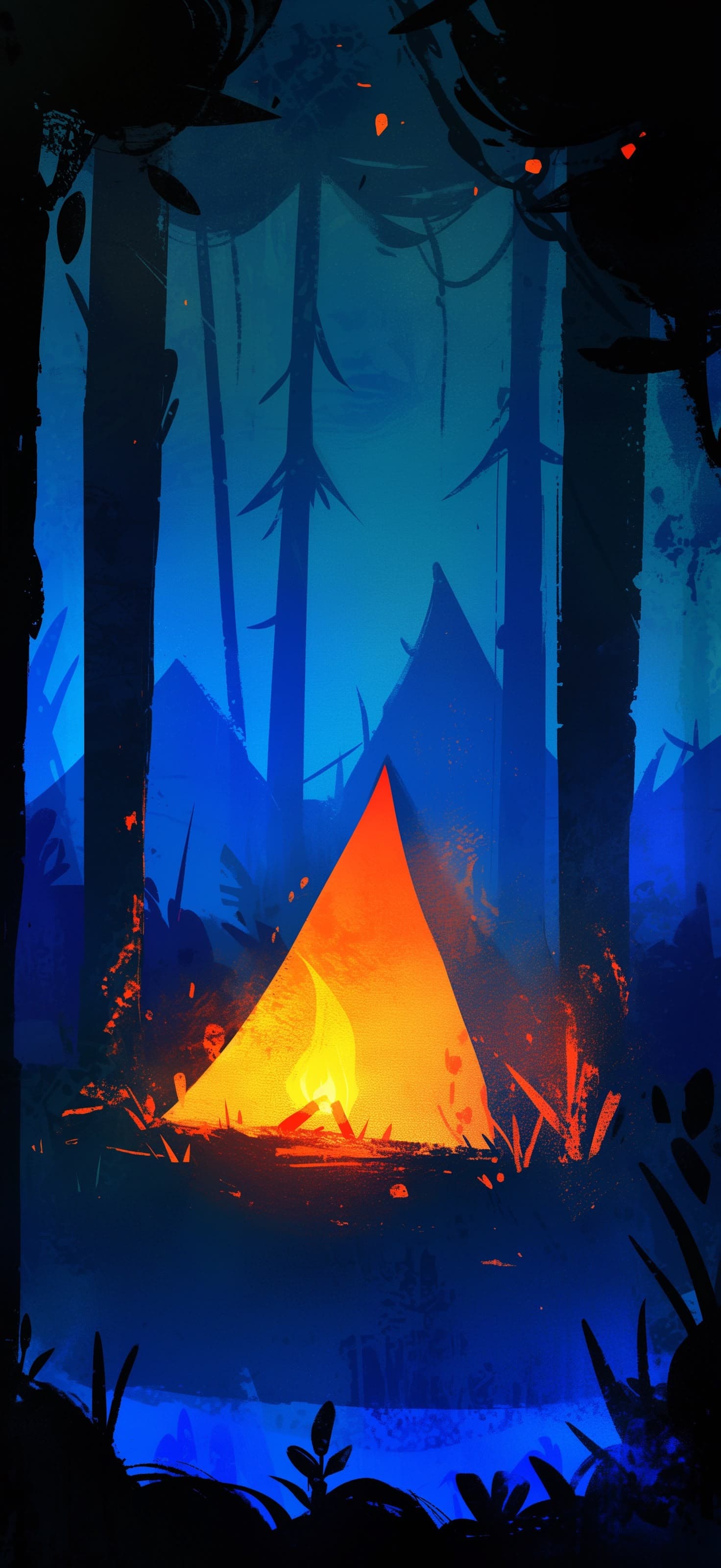 Campfire in Forest - free phone wallpaper