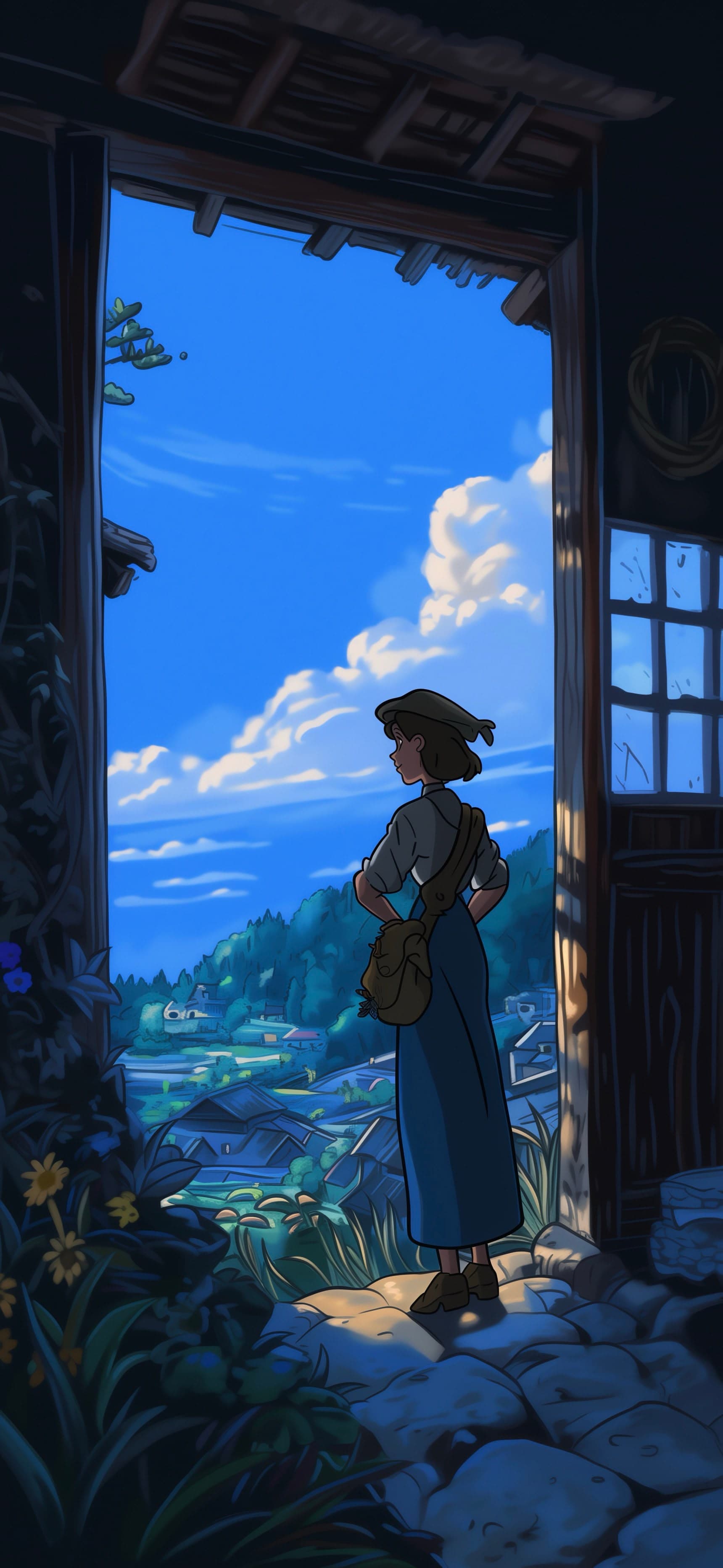 Anime Countryside View - free phone wallpaper