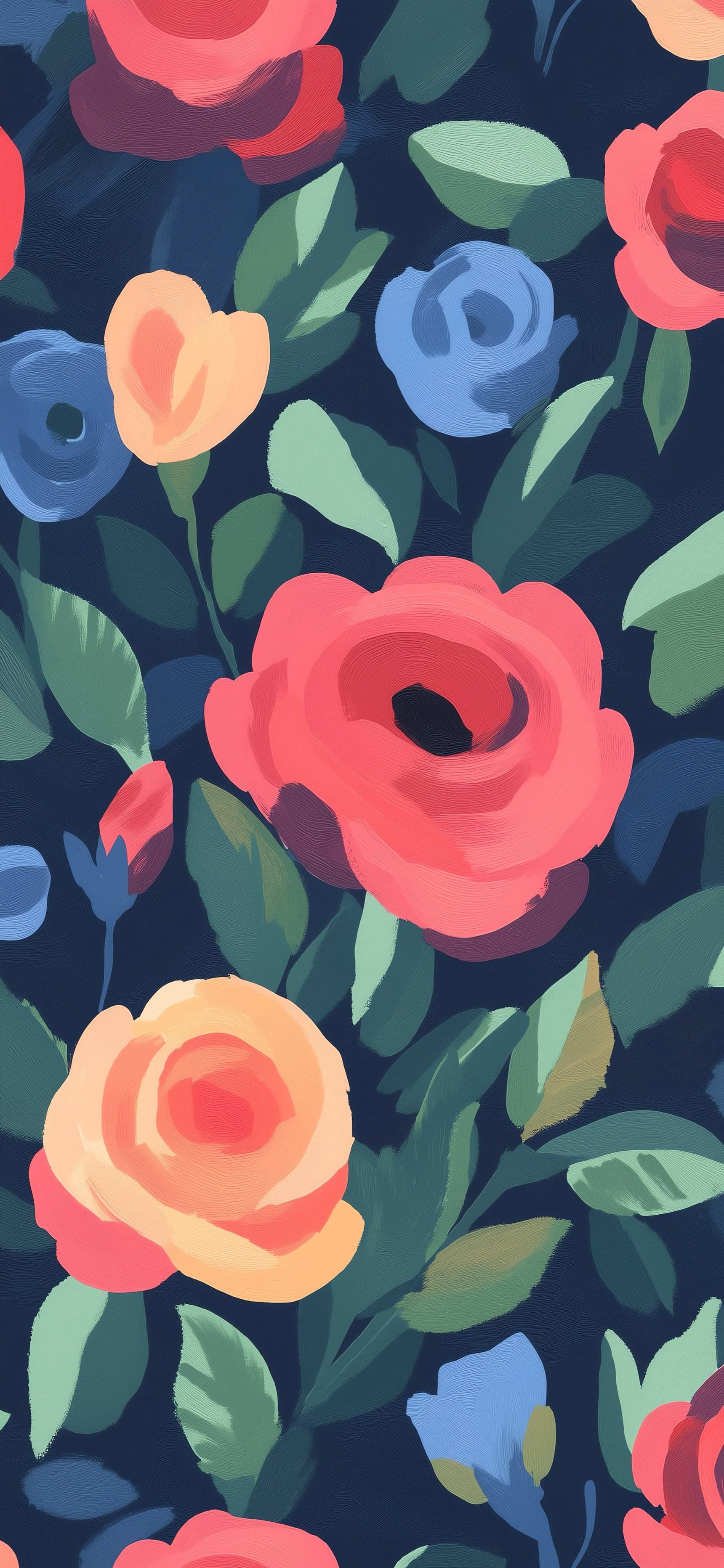 Blue Floral Pattern - free phone wallpaper