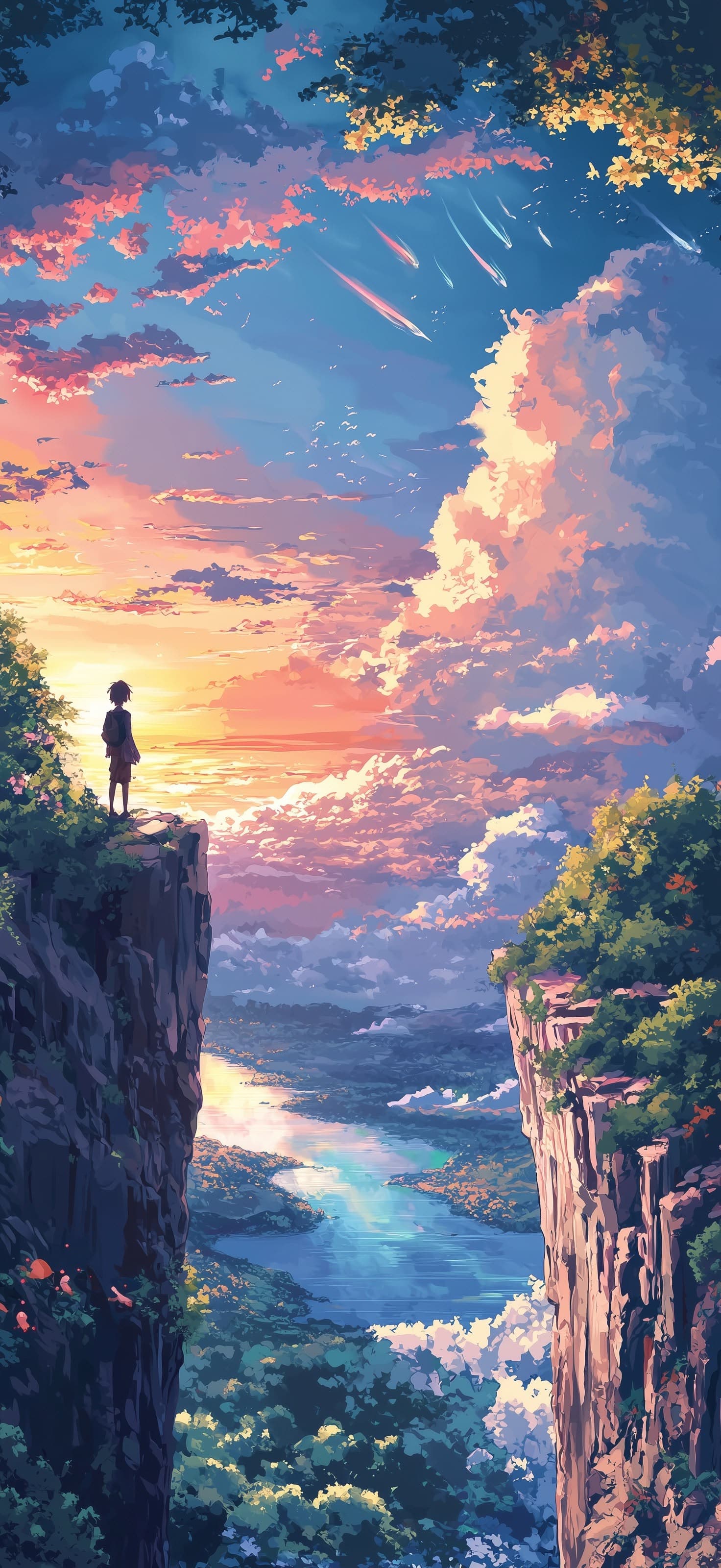 Anime Sunset - free phone wallpaper