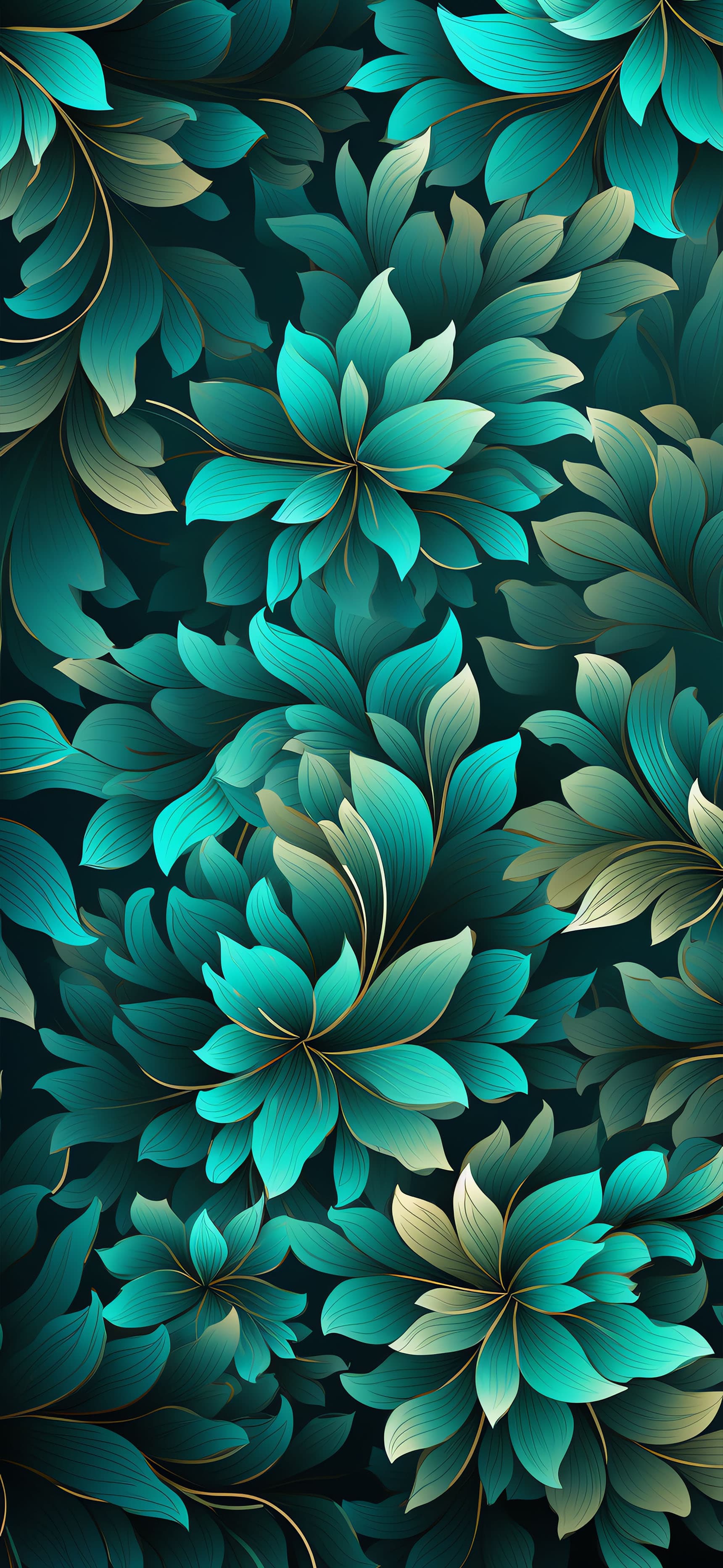 Floral Teal Abundance - free phone wallpaper