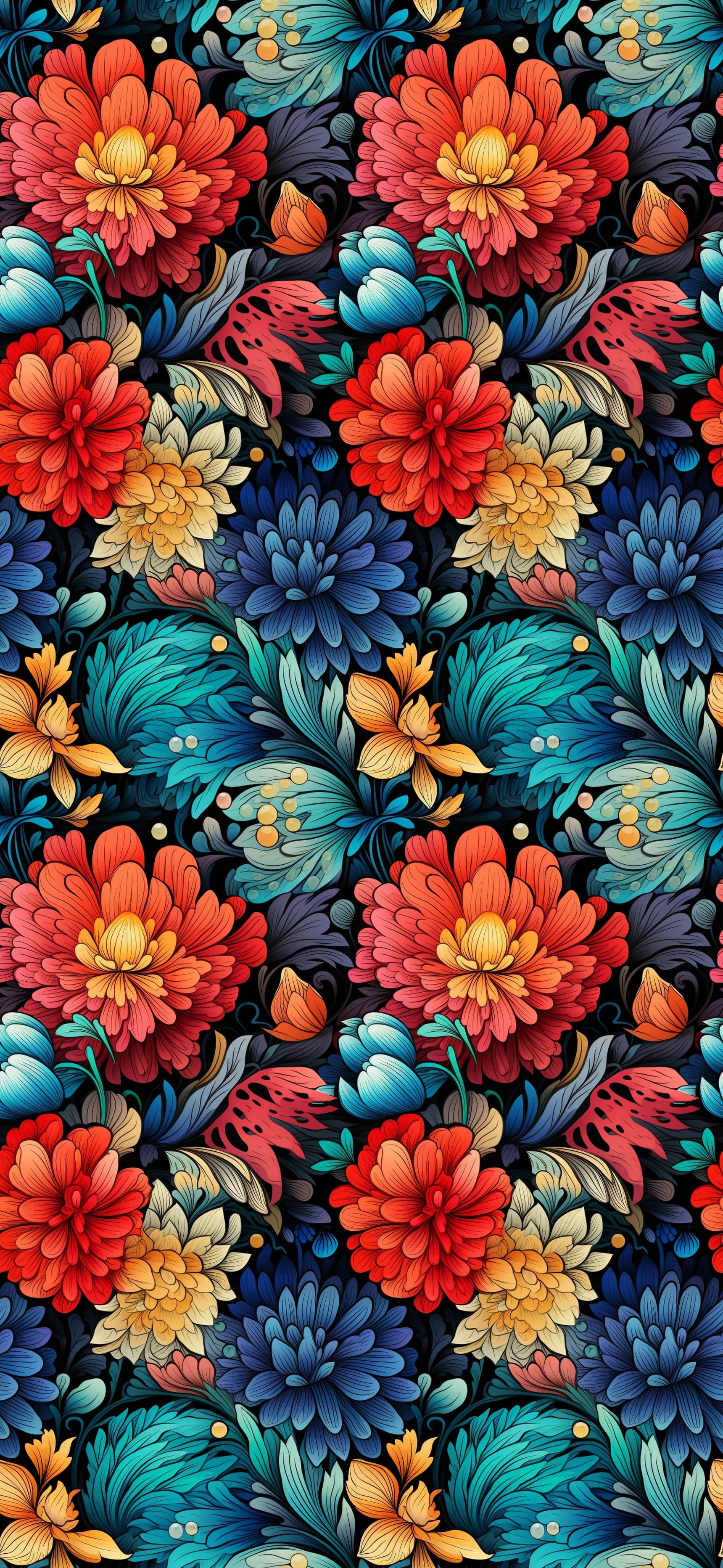 Vibrant Floral Tapestry - free phone wallpaper