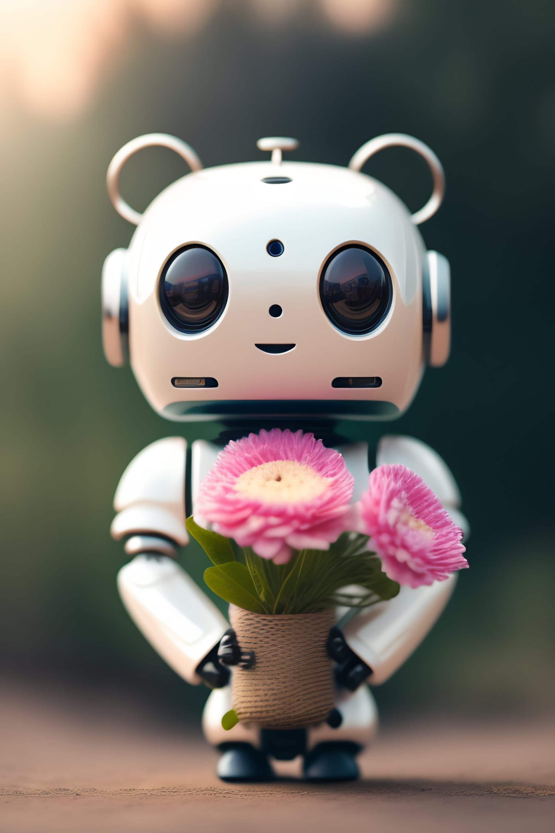 Robot Flower Gift - free phone wallpaper