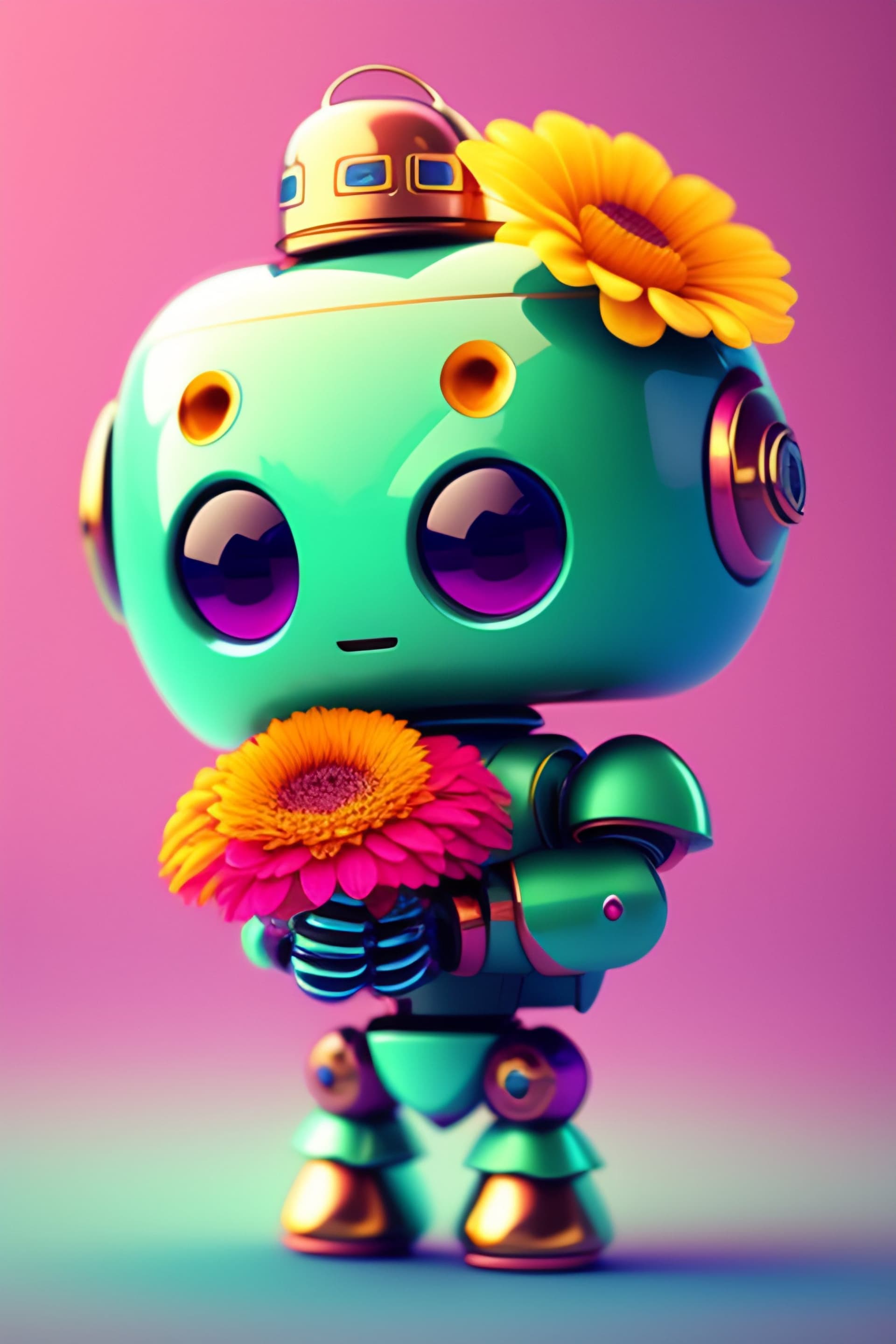 Robot Bouquet - free phone wallpaper